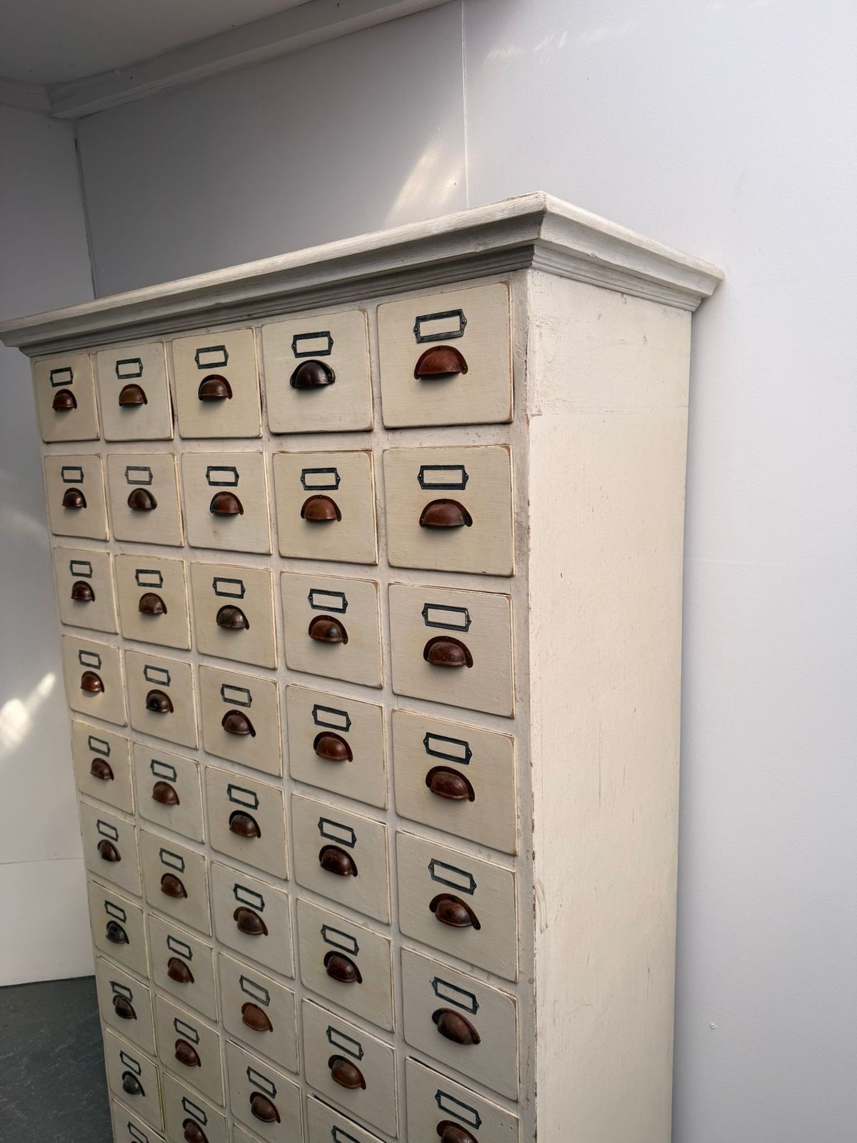 An Amazing Painted Hungarian Victorian Pine 50 Drawer Shop Fitting photo for sale