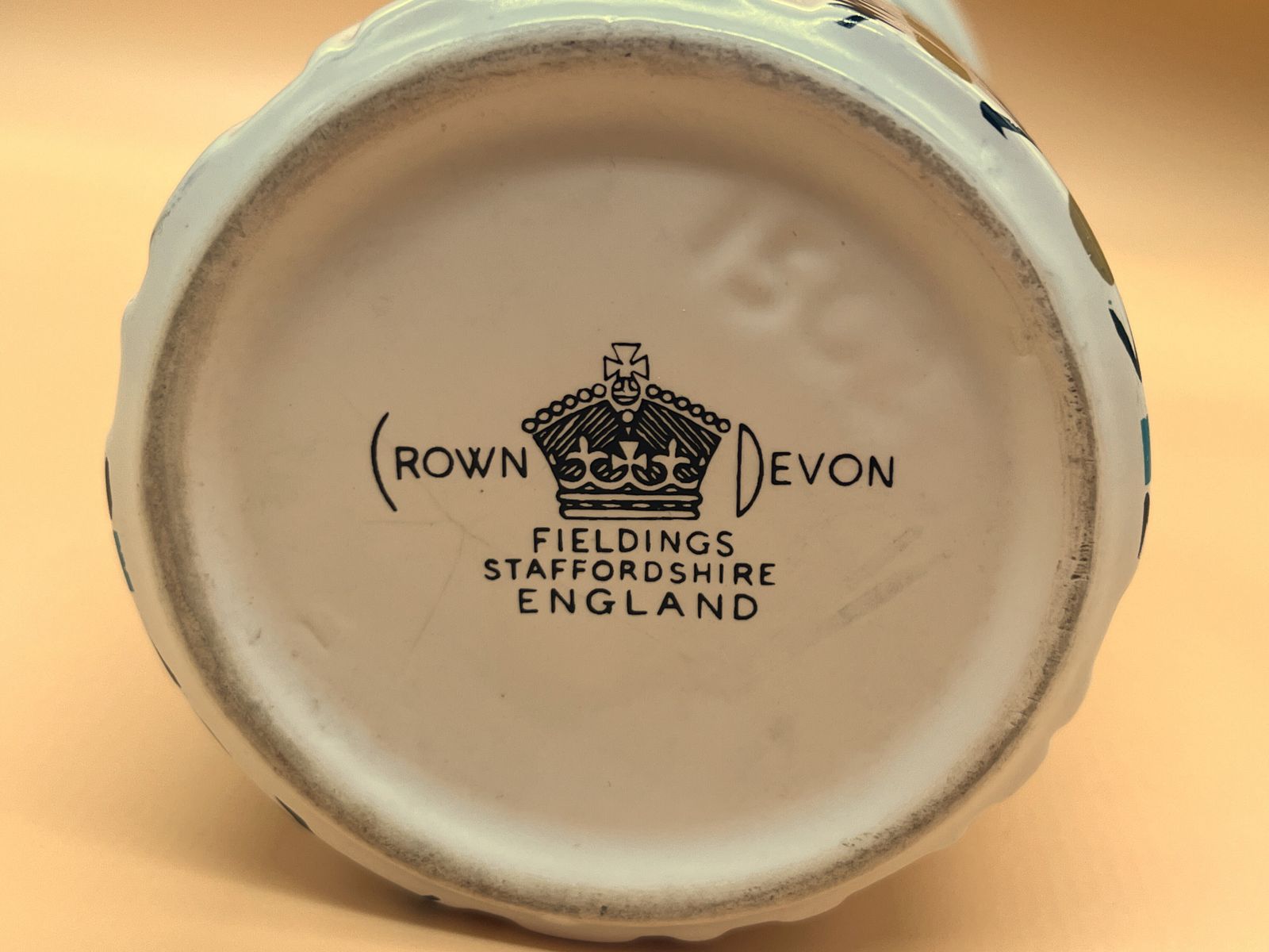 Mcm Crown Devon Pottery Hand Painted Geometric 1960's Vase Designed By Colin Melbourne. 1502.  Height Is 25cm Or 9.75". photo vintage