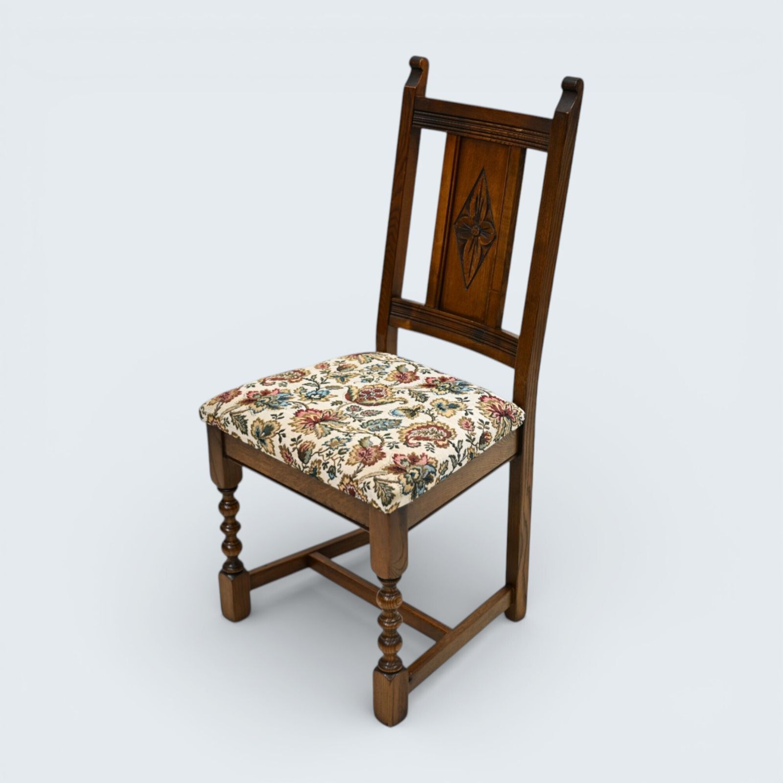 6 Yorke Old Charm Dining Chairs Trellis Fabric Light Oak Frames Free Uk Delivery photo Furniture