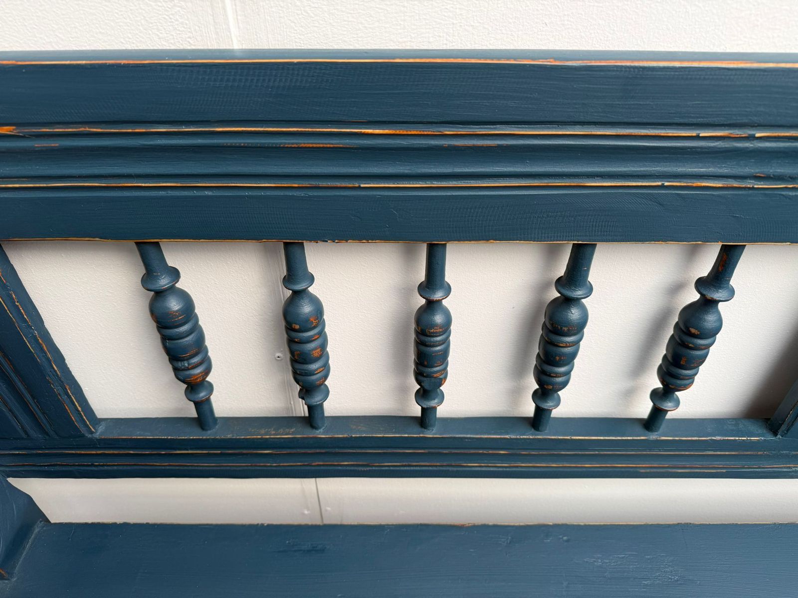 A Lovely Painted Blue Original Victorian Pine Hungarian 3 Seater Bench photo buy