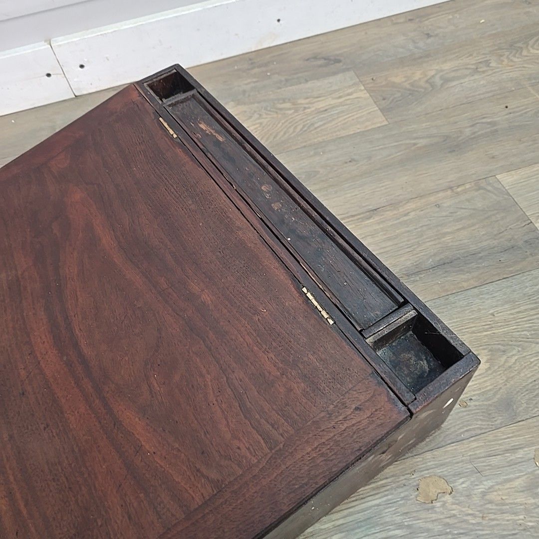 photo vintage Antique Wooden Writing Slope Mahogany Lap Desk Storage Box Drawers Vintage