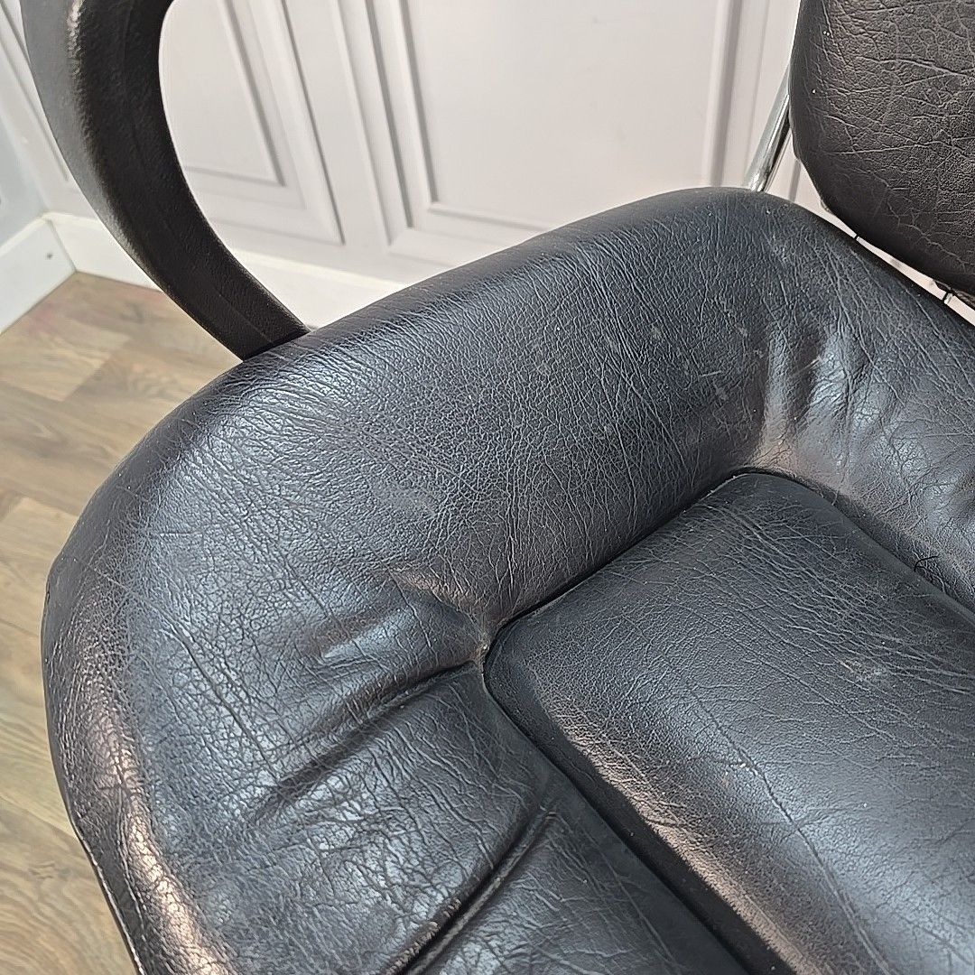 Retro Swivel Office Chair Italian Palladium Vinyl Seat Chrome Vintage Mcm photo vintage