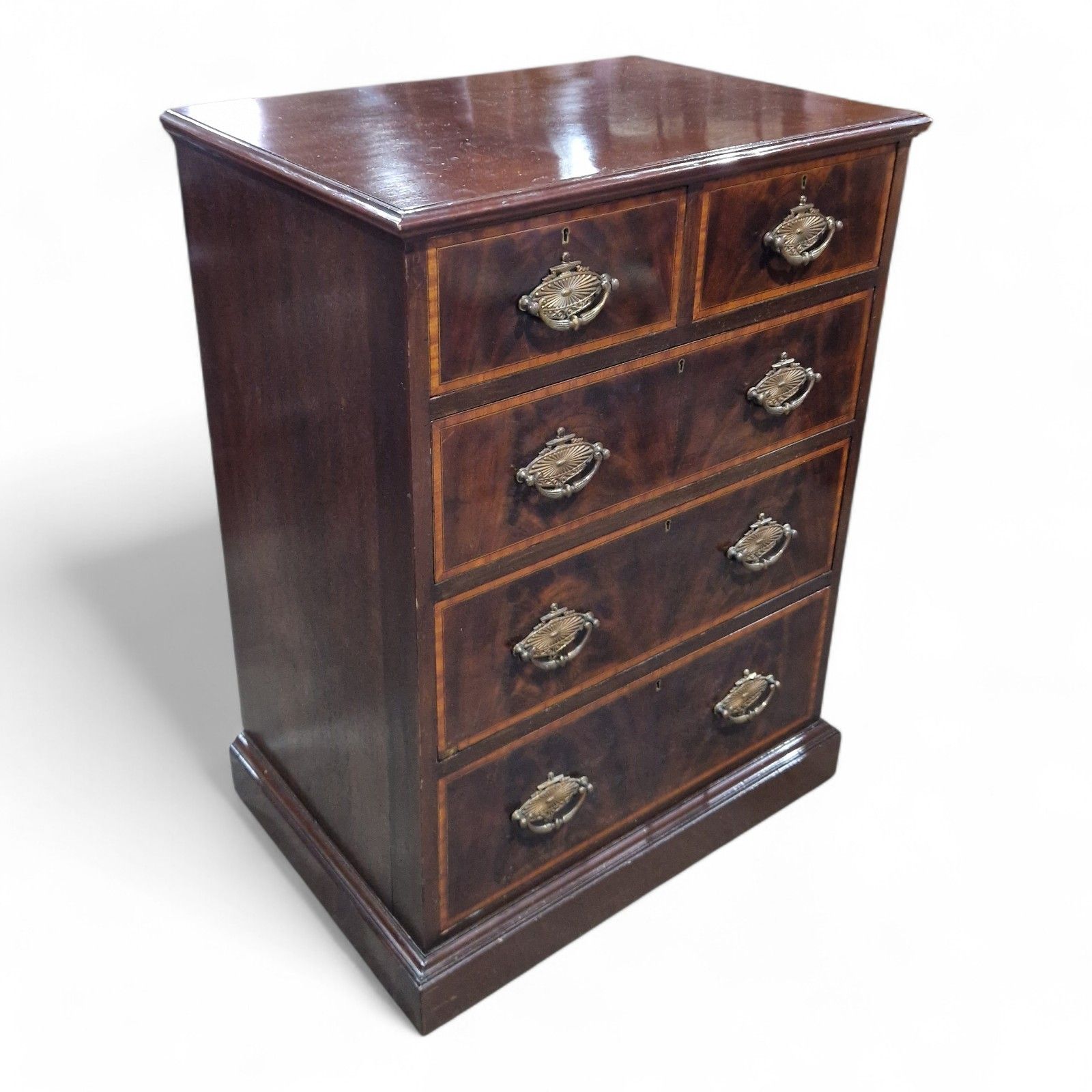 Antique Chest Of Drawers  Quality Victorian Inlaid Mahogany Chest Of 5 Drawers