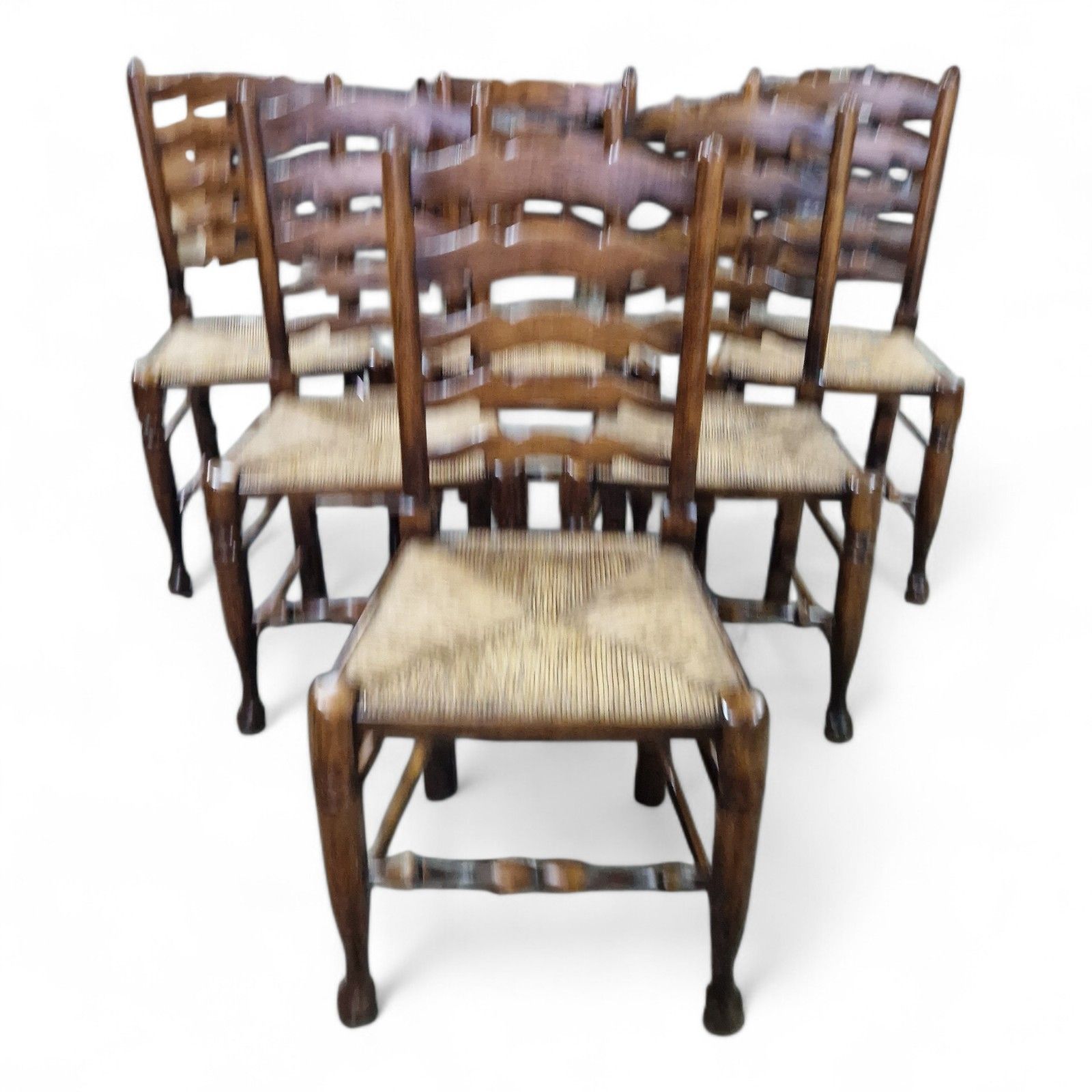 Solid Oak Gateleg Dining Table + 6 Ladderback Chairs Set Titchmarsh And Goodwin photo vinterior