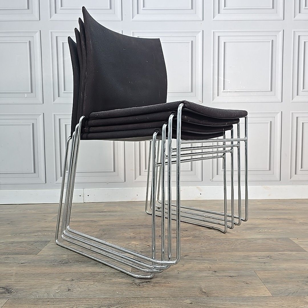 Herman Miller Visitor Chairs 4 Retro Office Stackable Seats Chrome Vintage