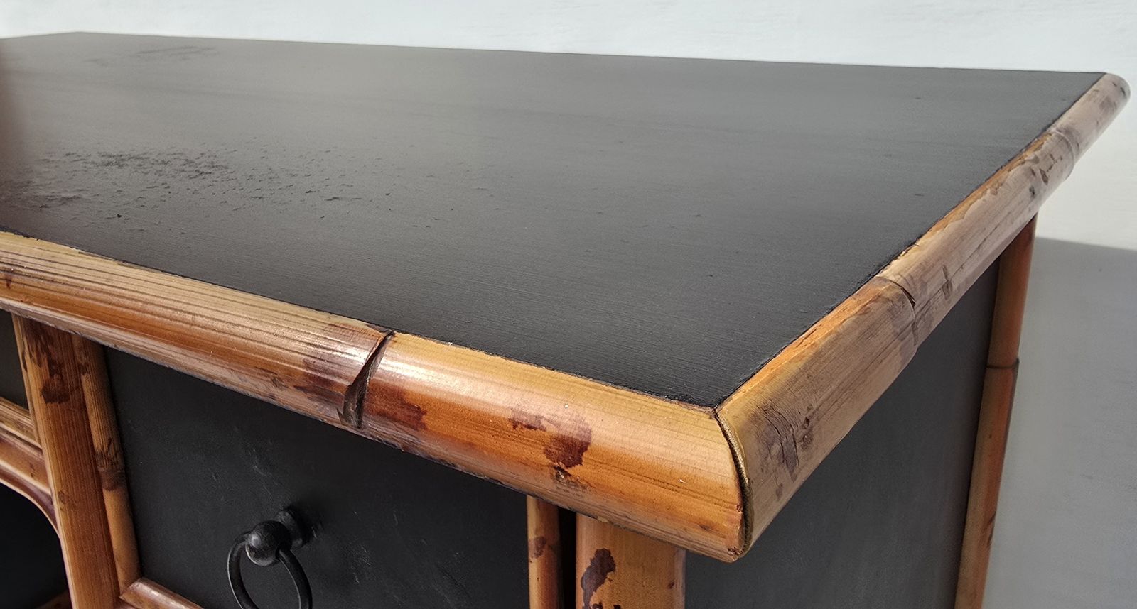 photo furniture A Mid Century Chinese Chippendale Bamboo Writing Desk, Chinoiserie