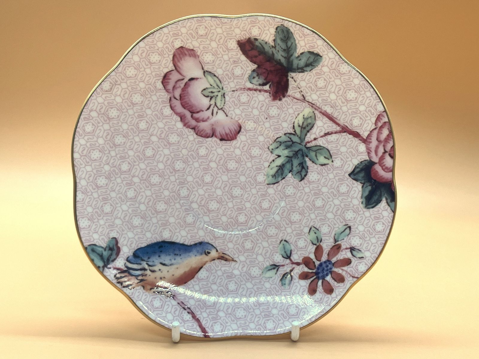 photo buy Wedgwood China 10 Piece Cuckoo Design Tea Set For 2. Teapot, 2 Cups & Saucers, A 2 Tier Cake Stand And A Sandwich Serving Tray.