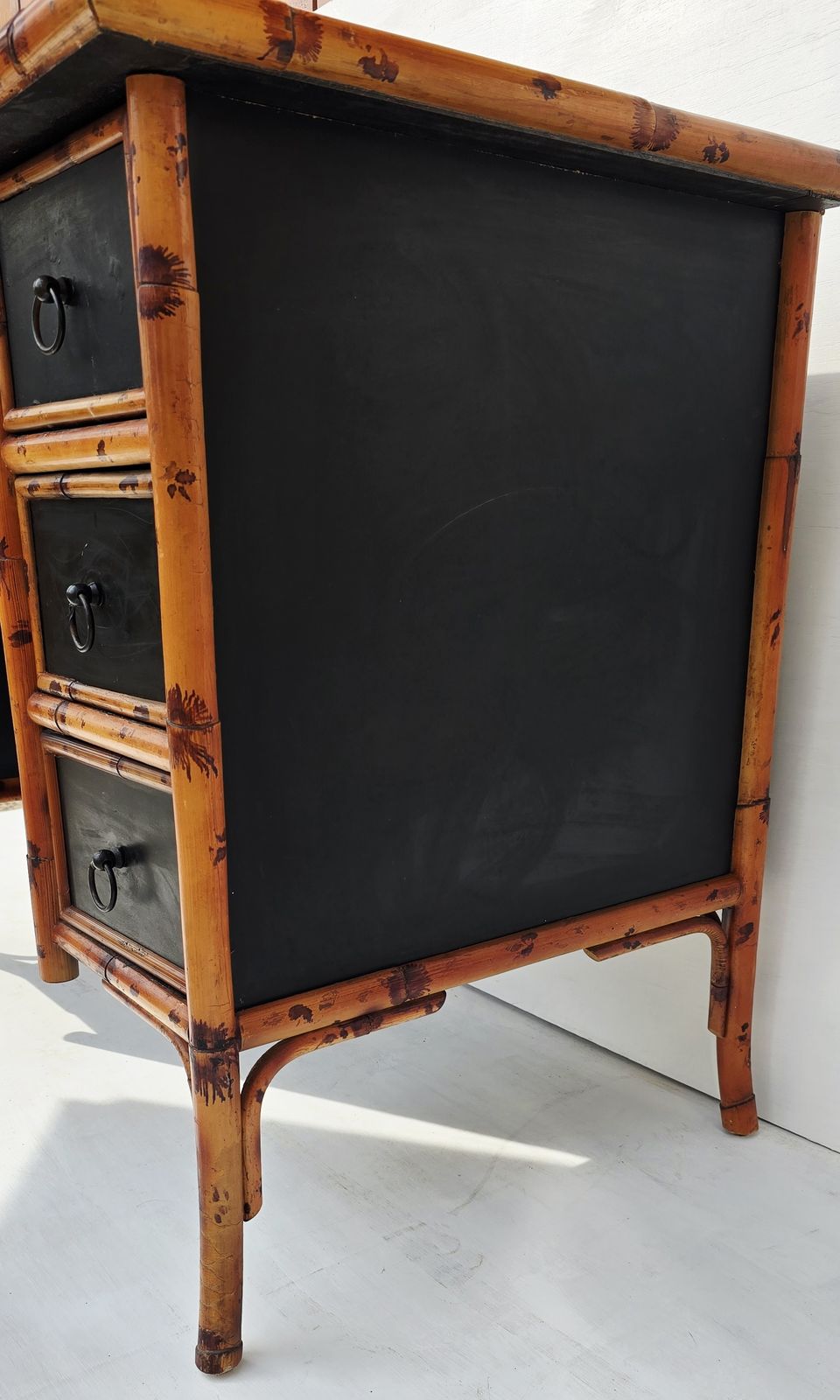 photo buy A Mid Century Chinese Chippendale Bamboo Writing Desk, Chinoiserie