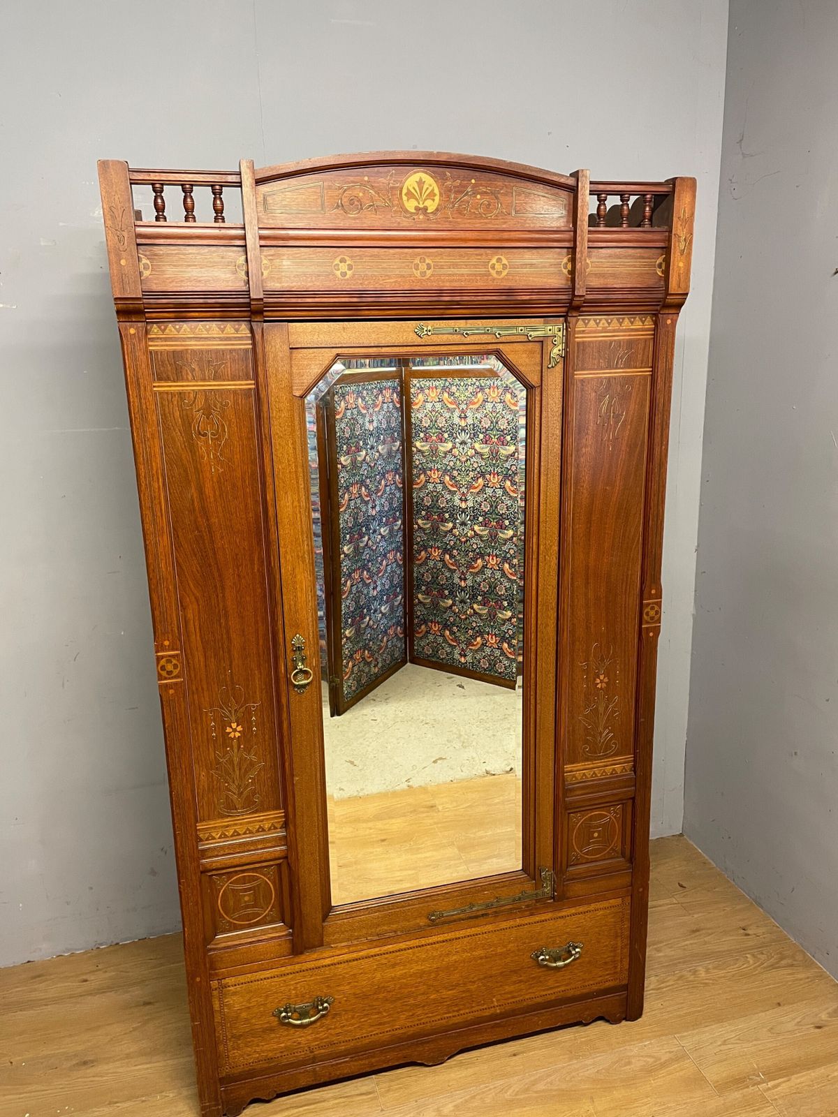 photo vinterior Arts And Crafts Inlaid Walnut Wardrobe By Christopher Pratt Bradford