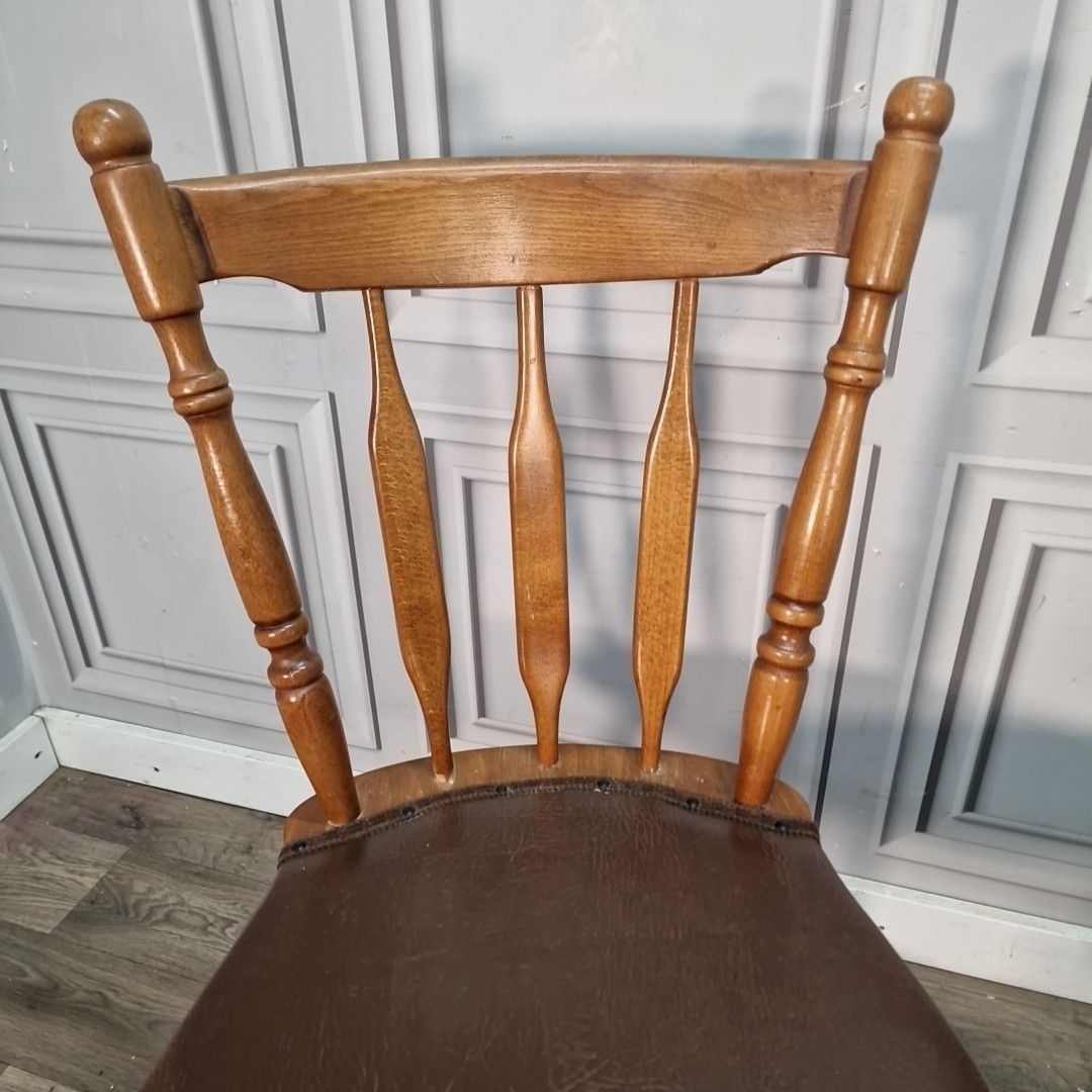 Vintage Farmhouse Dining Chairs Pair Of 2 Upholstered Pub Seats Solid Wood photo 120.0