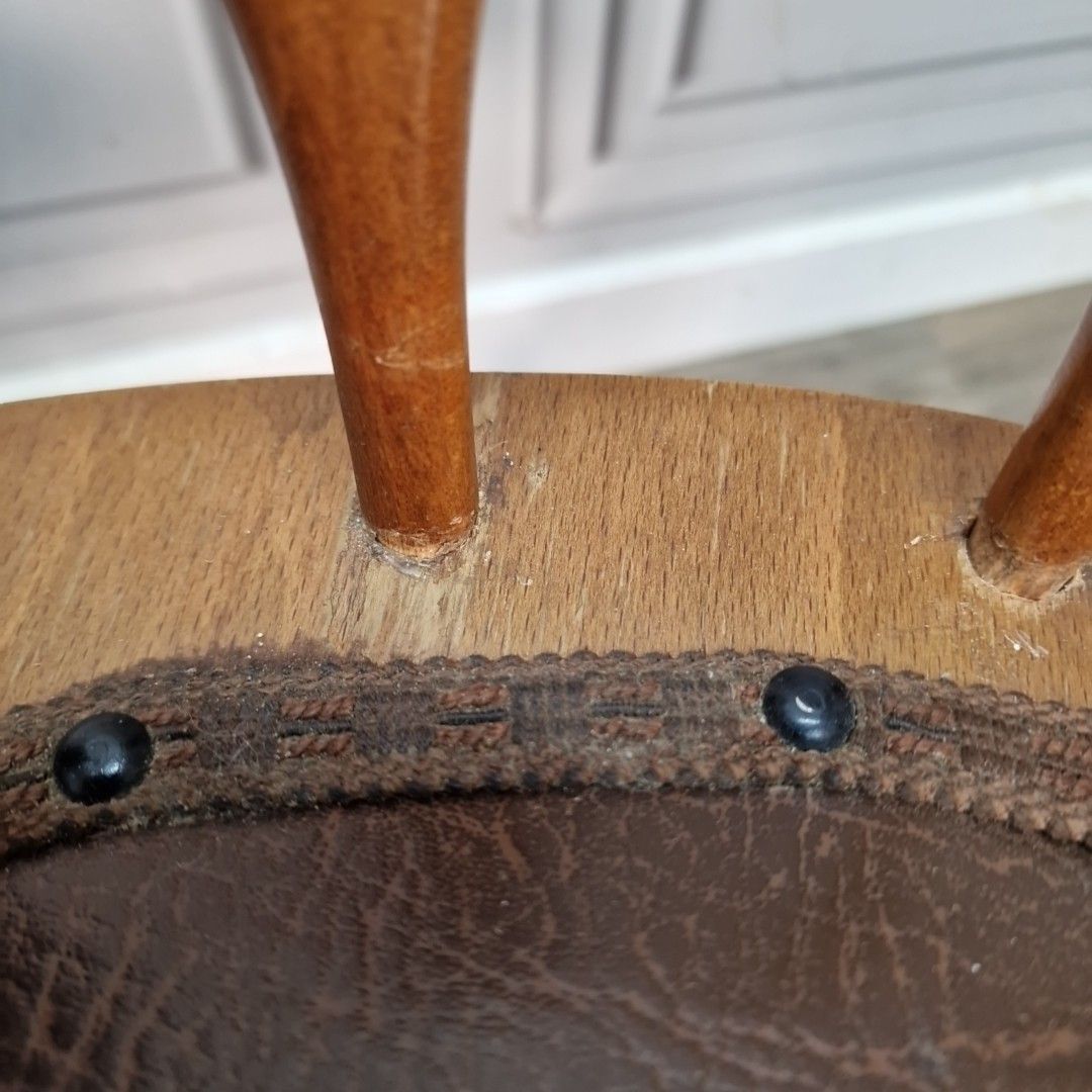 Furniture Vintage Farmhouse Dining Chairs Pair Of 2 Upholstered Pub Seats Solid Wood photo