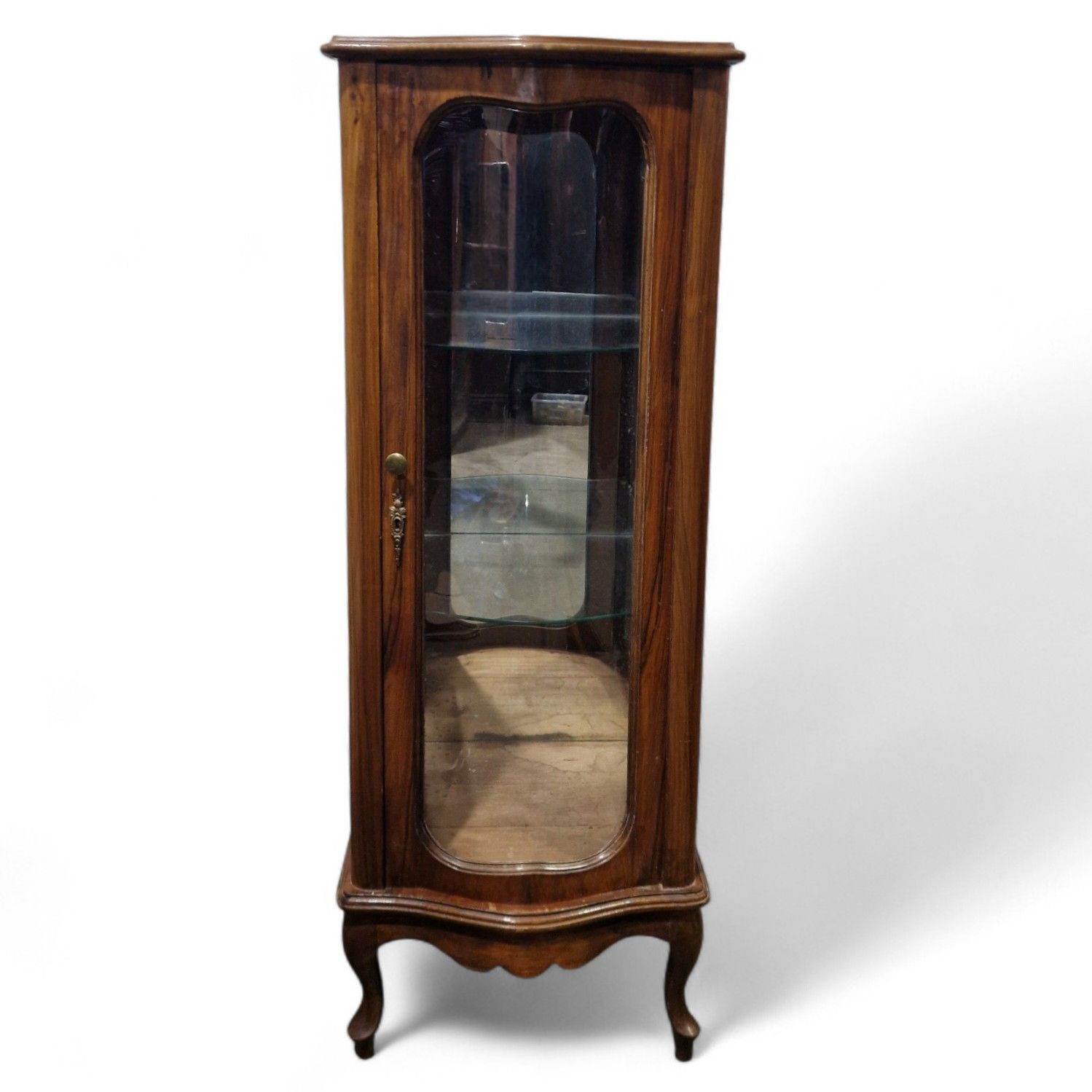 French Style Display Cabinet Serpentine Cabriole Tall Slim Vintage Cabriole Leg photo furniture
