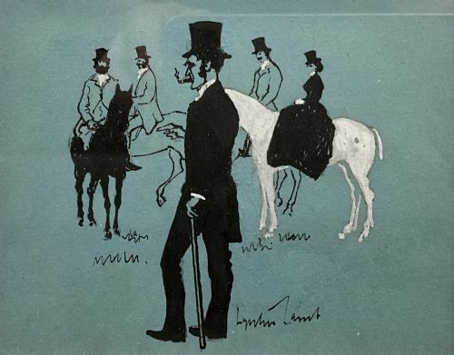 Lynton Lamb 1907   1977 Watercolour Drawing Equestrian Scene C1950 photo furniture