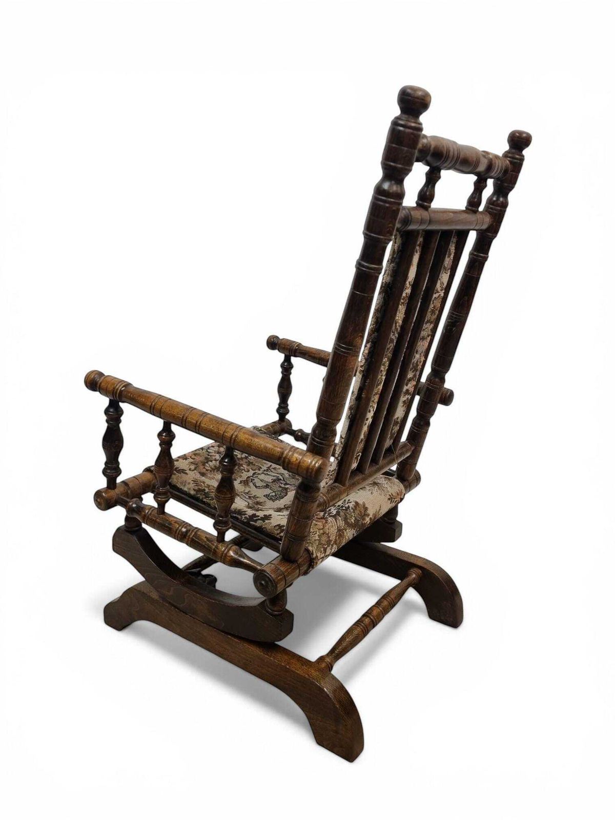 Antique Children Rocking Chair / Solid Wood / Tapestry Upholstery / C.1920. photo buy