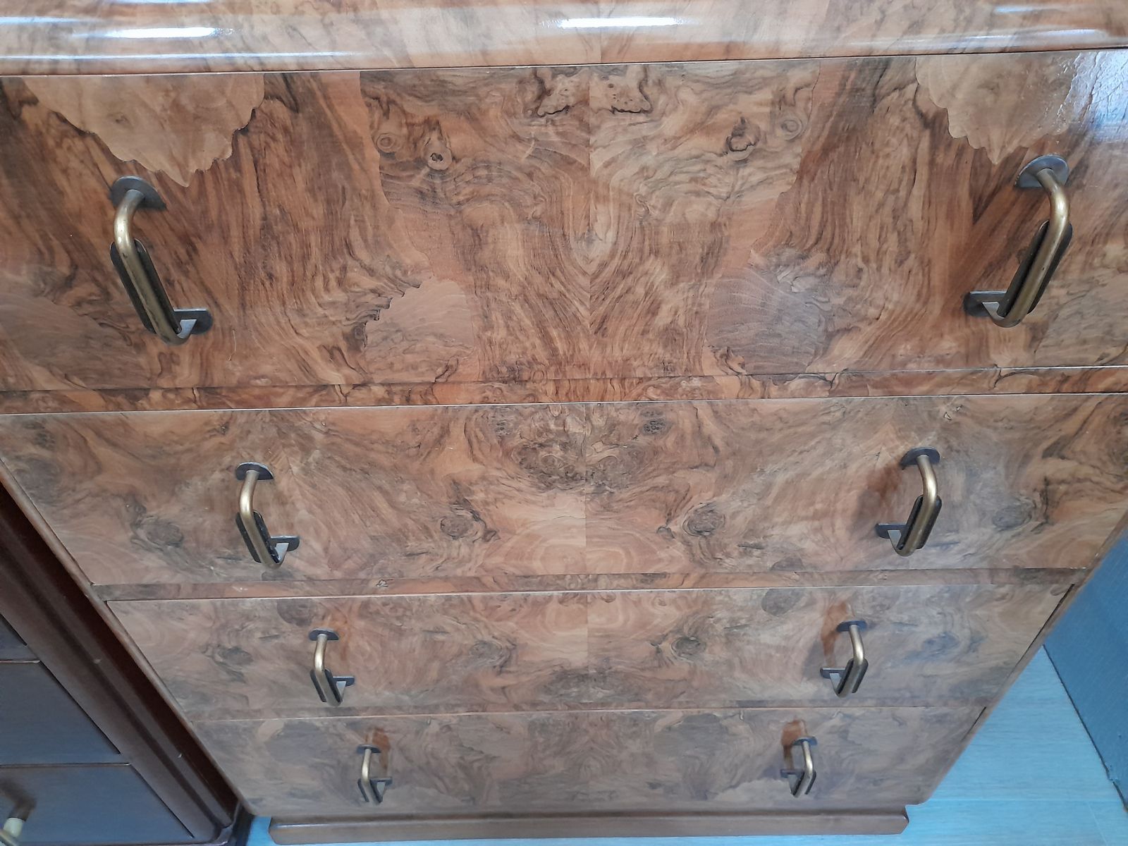 Art Deco 1930s Burr Walnut Tallboy / Cabinet Chest Hungarian Made photo Furniture