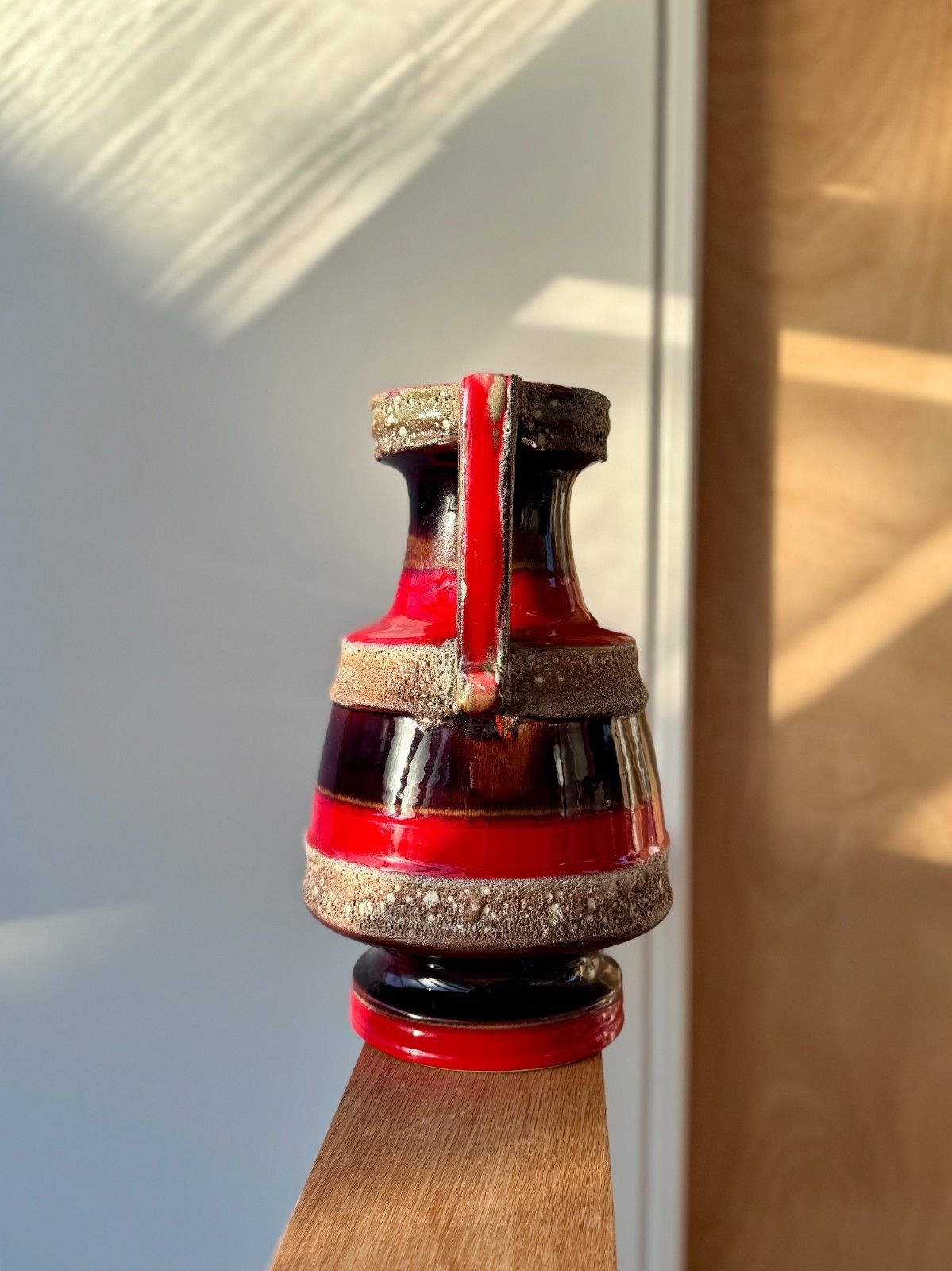 photo furniture Rare West German Fat Lava Vase, Twin Handled Amphora Shape 41cm Tall