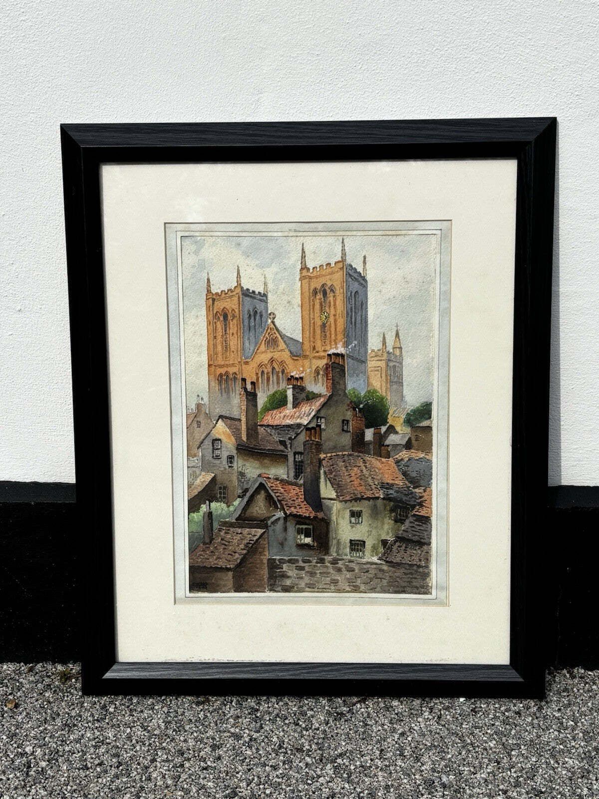 Ripon Cathedral Original Watercolour By P Wood 1949 photo for sale