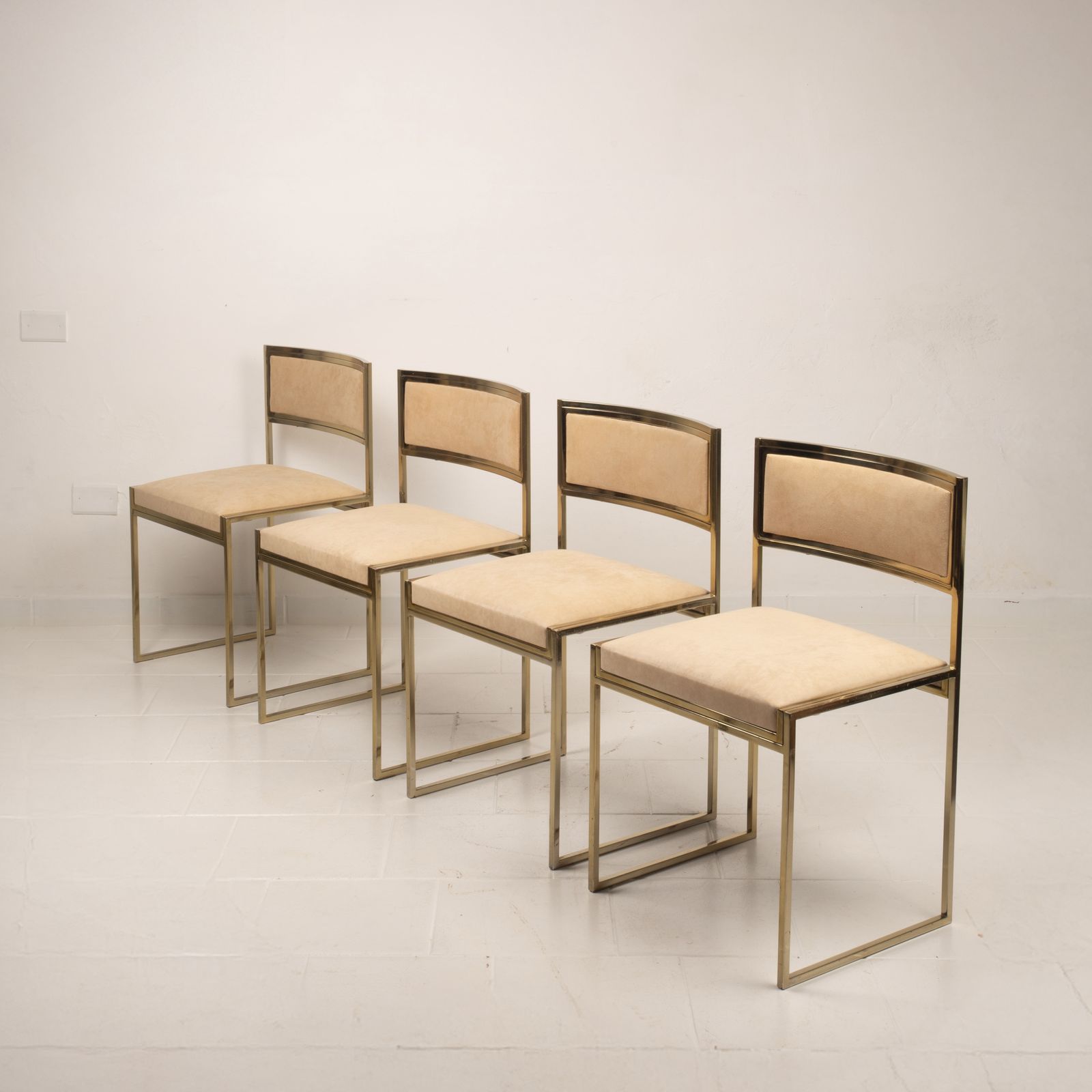 Sq Al Chairs By Willy Rizzo For Maison Willy Rizzo – Brass Version 1970 photo for sale