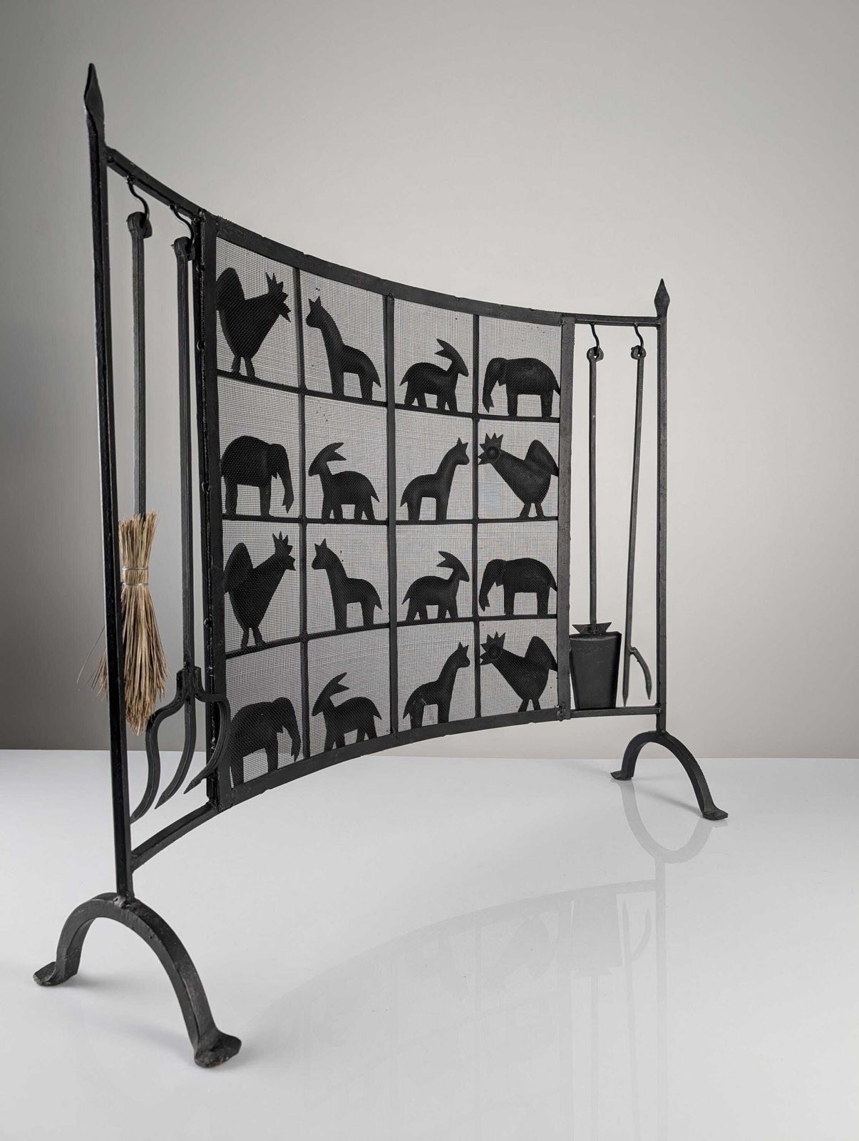 photo for sale Wrought Iron Fireplace Screen From Atelier Marolles, France, 1950s