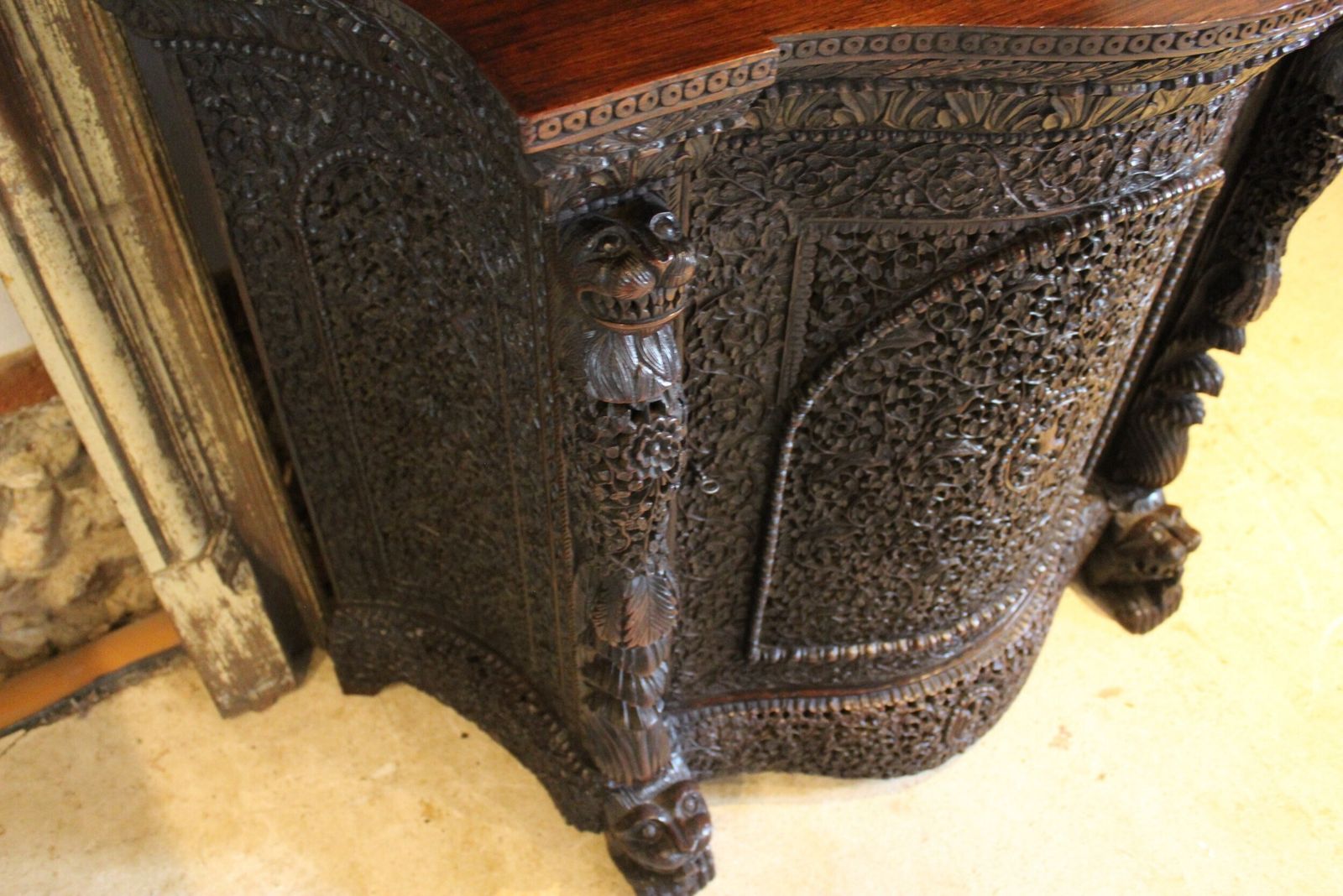 Cabinet Sideboard Outstanding Burmese Carved Padauk C1880 photo buy