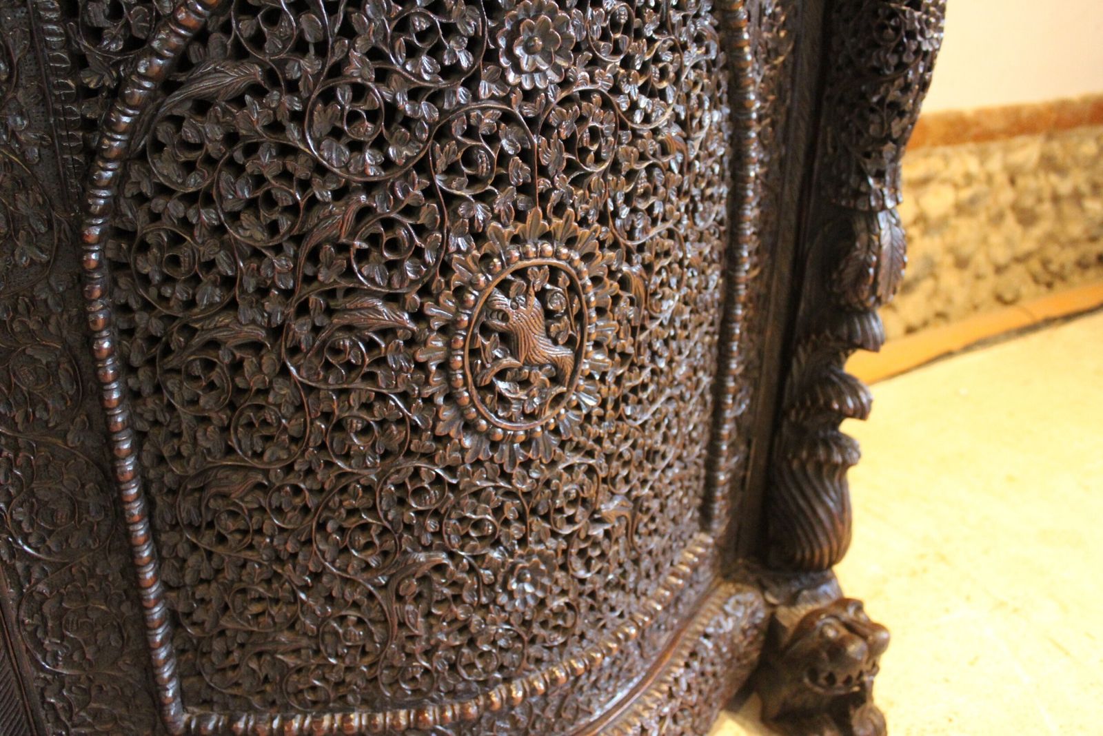 Cabinet Sideboard Outstanding Burmese Carved Padauk C1880 photo vintage