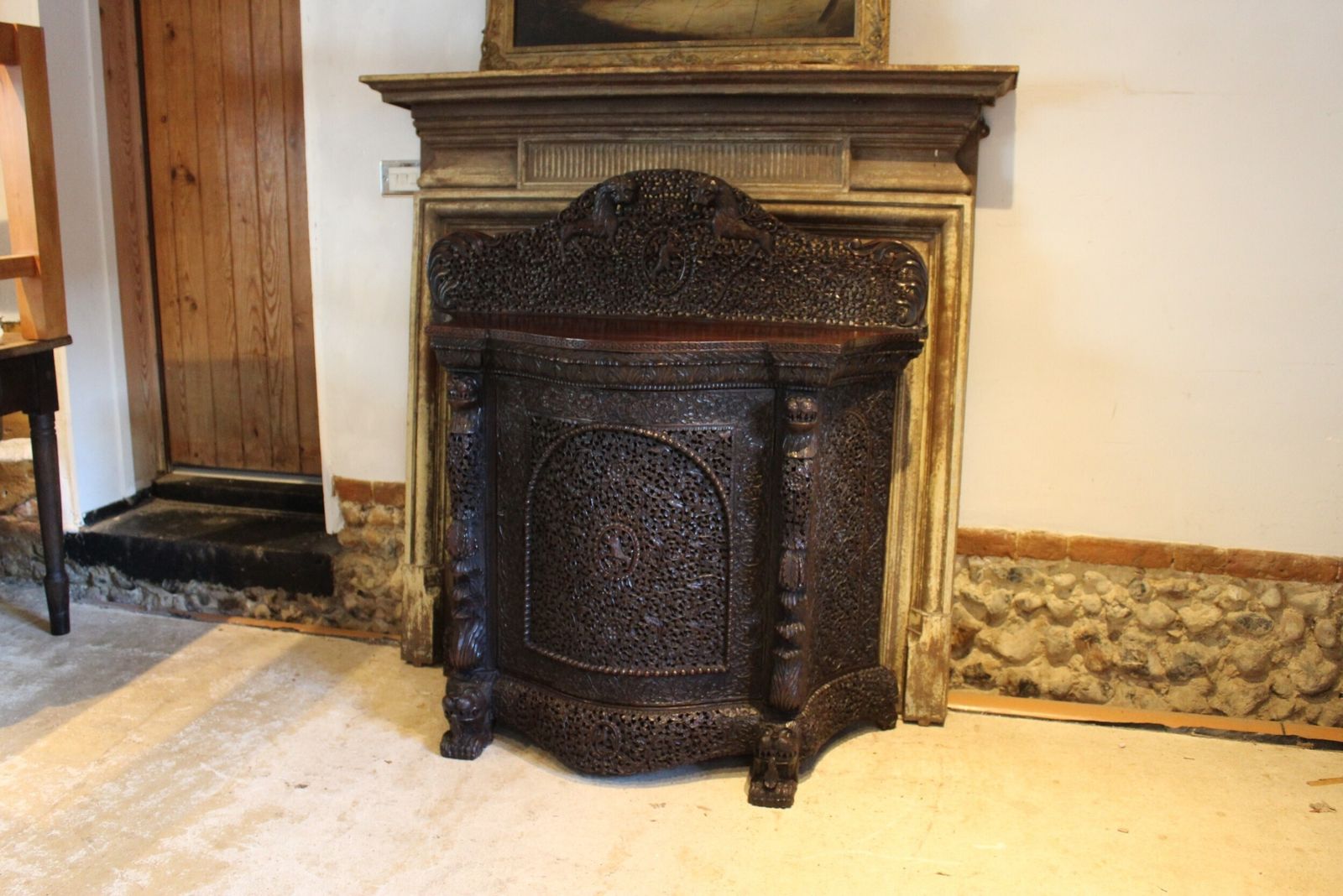 photo furniture Cabinet Sideboard Outstanding Burmese Carved Padauk C1880