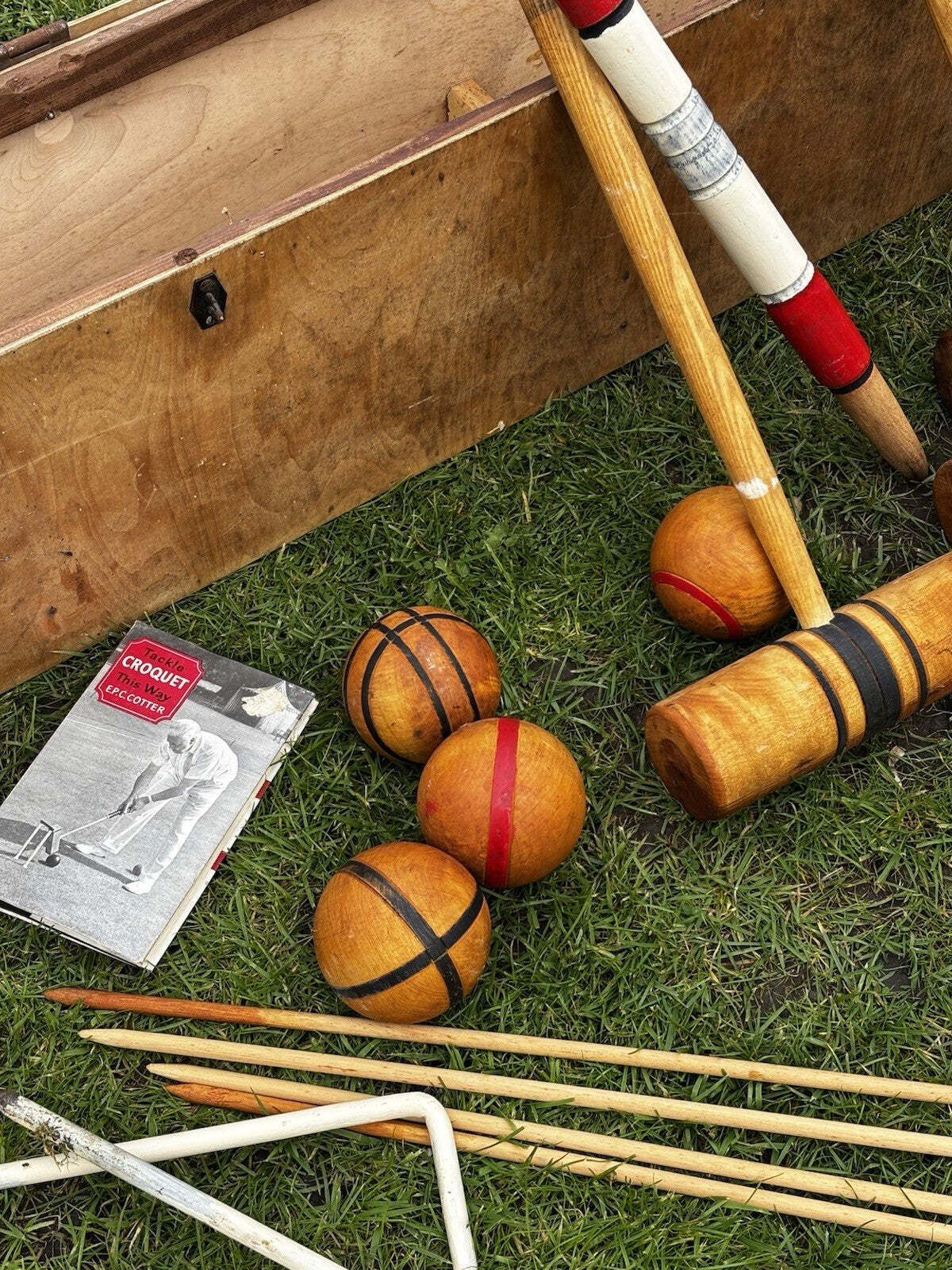 Croquet Set In Wooden Case, Very Good Quality. photo Home Decor