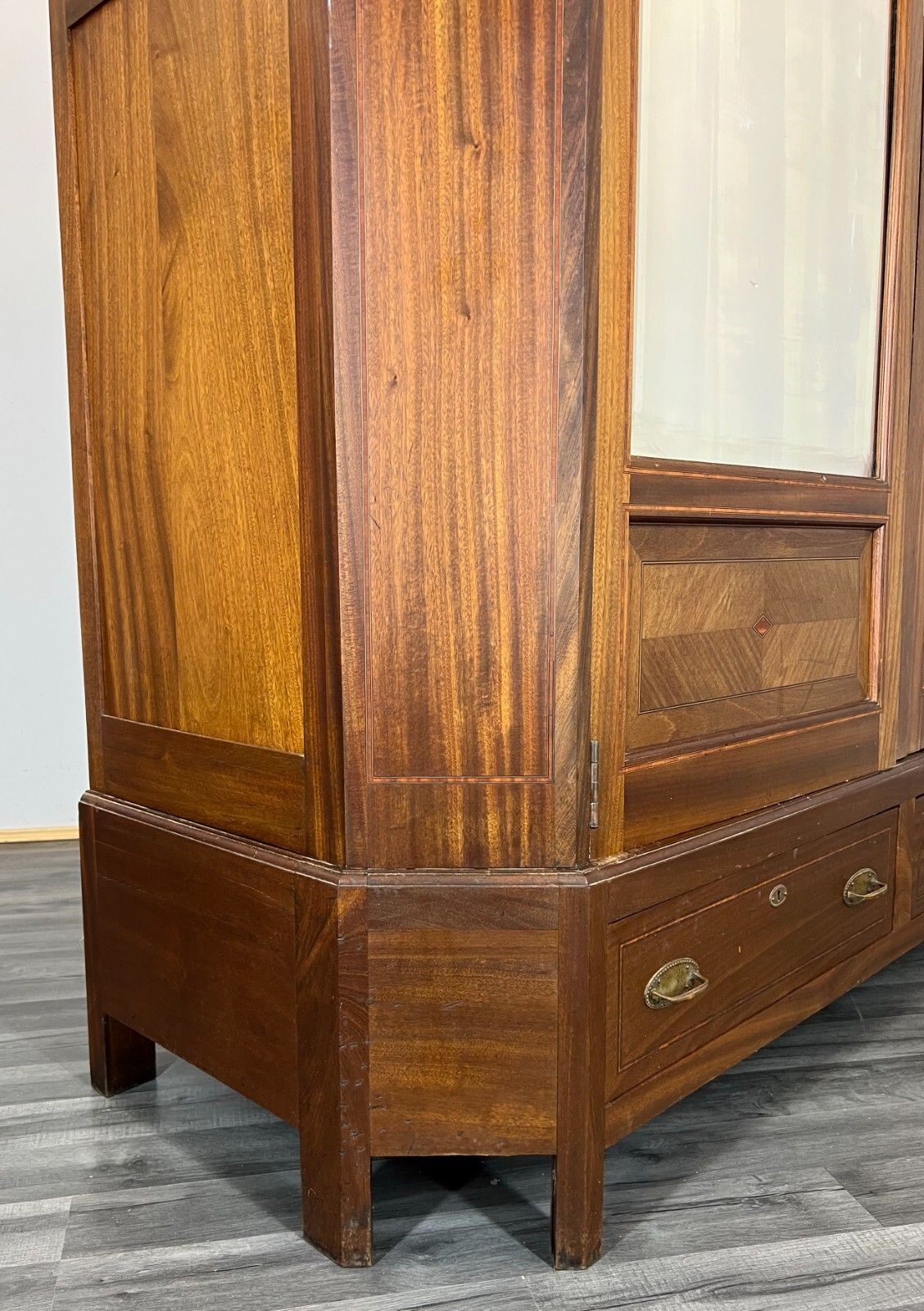 Wardrobe Antique French Style Two Door Mirrored Carved Armoire Cabinet Lot 2253 photo 499.0