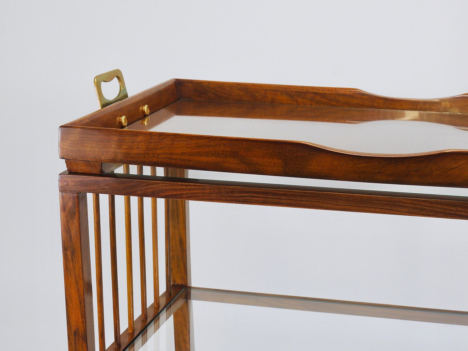 Oswald Haerdtl Vienna Modernism Walnut & Brass Bar Cart, Serving Trolley, 1950s photo for sale
