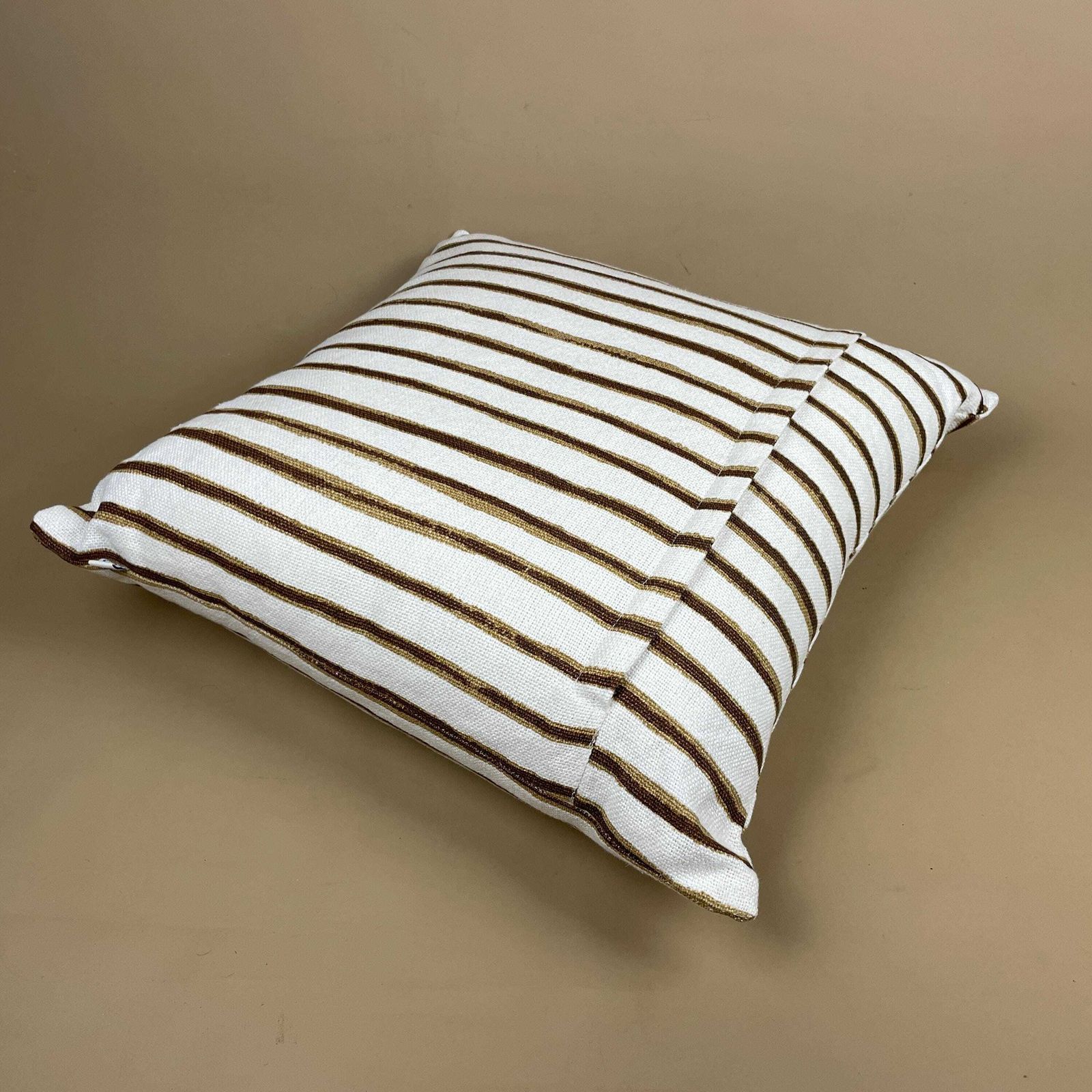 Chhatwal Jonsson Linen Stripe Cushion Beige Brown Boho Sofa Throw Pillow Modern Feather Filled Zip Close Swedish Scandinavian Striped photo Textiles