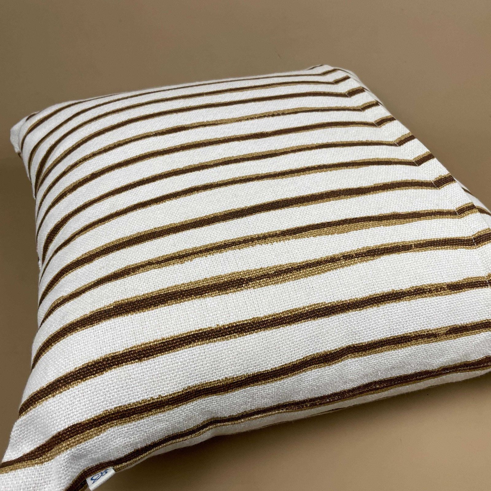 Chhatwal Jonsson Linen Stripe Cushion Beige Brown Boho Sofa Throw Pillow Modern Feather Filled Zip Close Swedish Scandinavian Striped photo vinterior