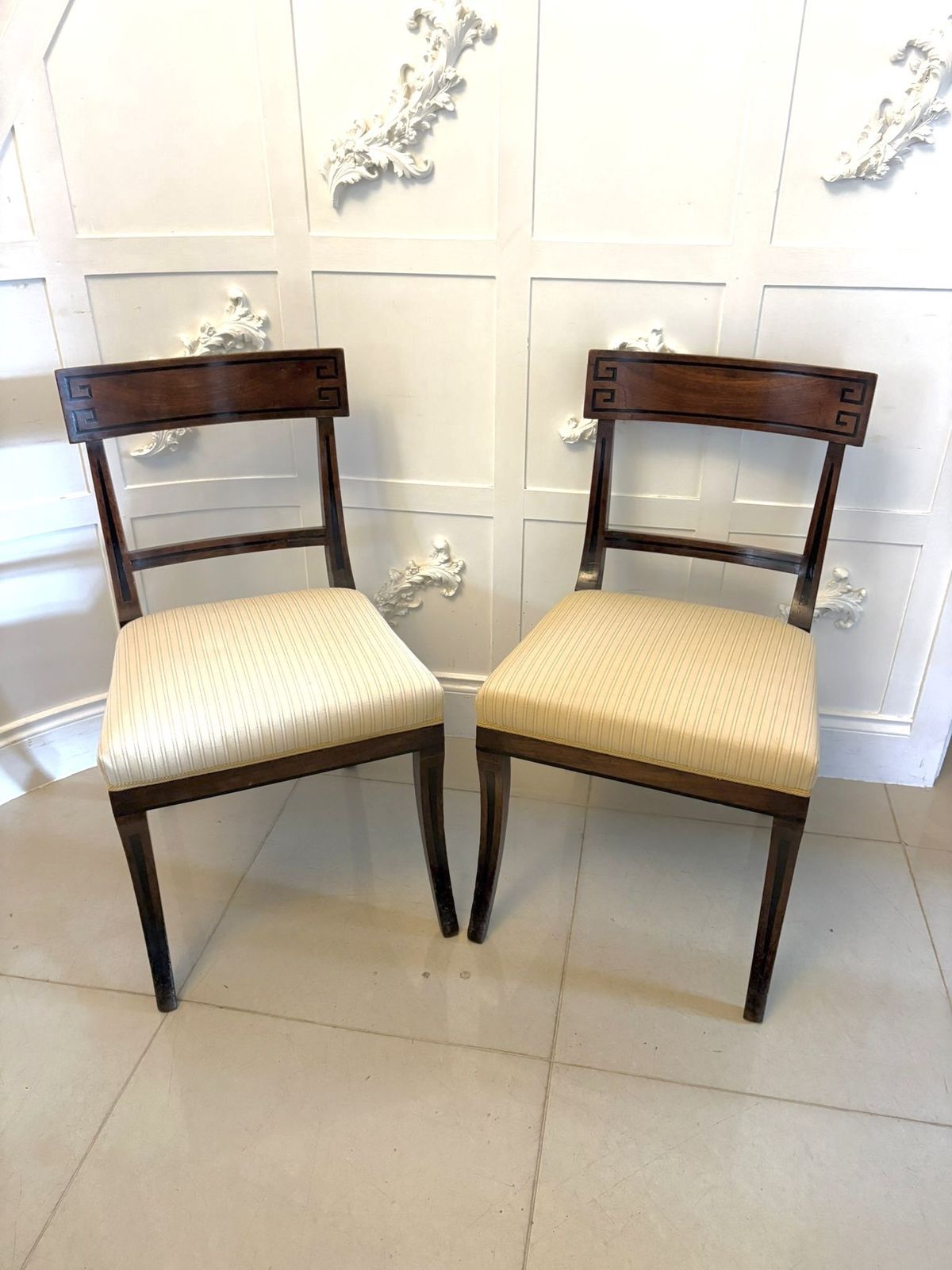 Antique English 19th Century Mahogany Klismos Dining Side Chairs – Pair