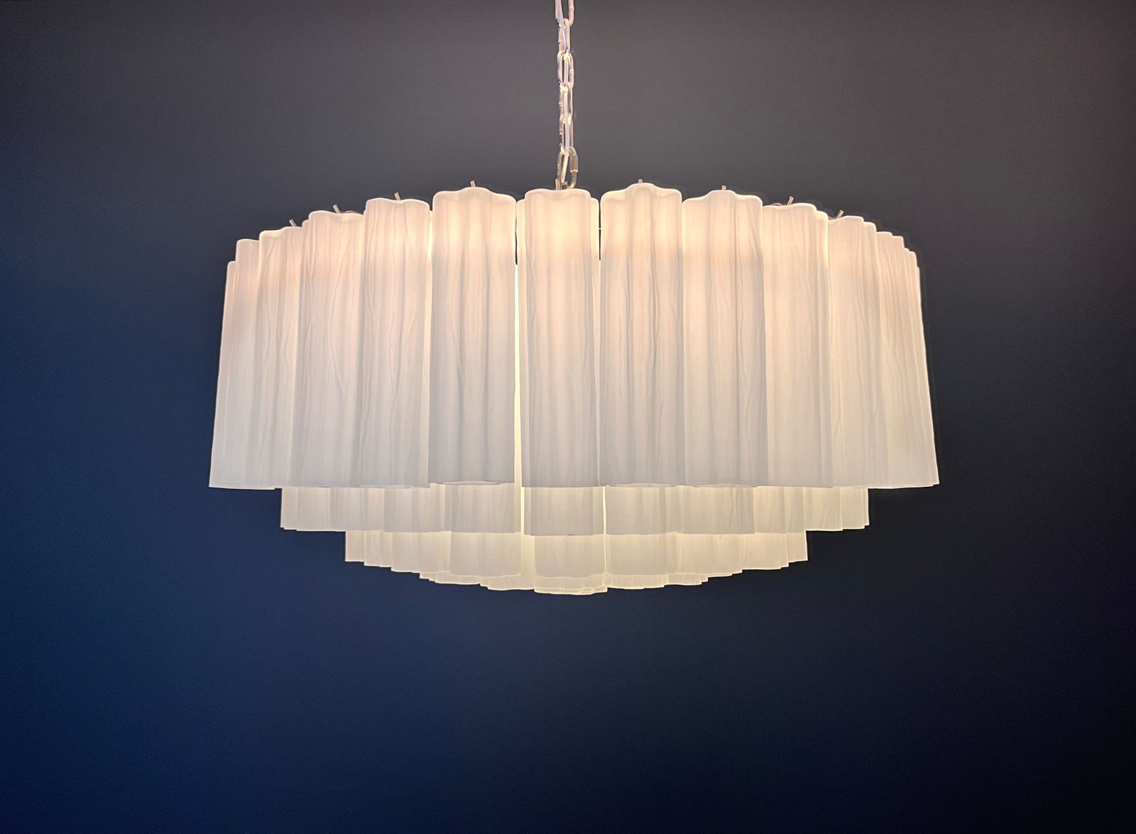 photo vinterior Large Murano Glass Chandelier  101 Acid Etched Glass Tubes