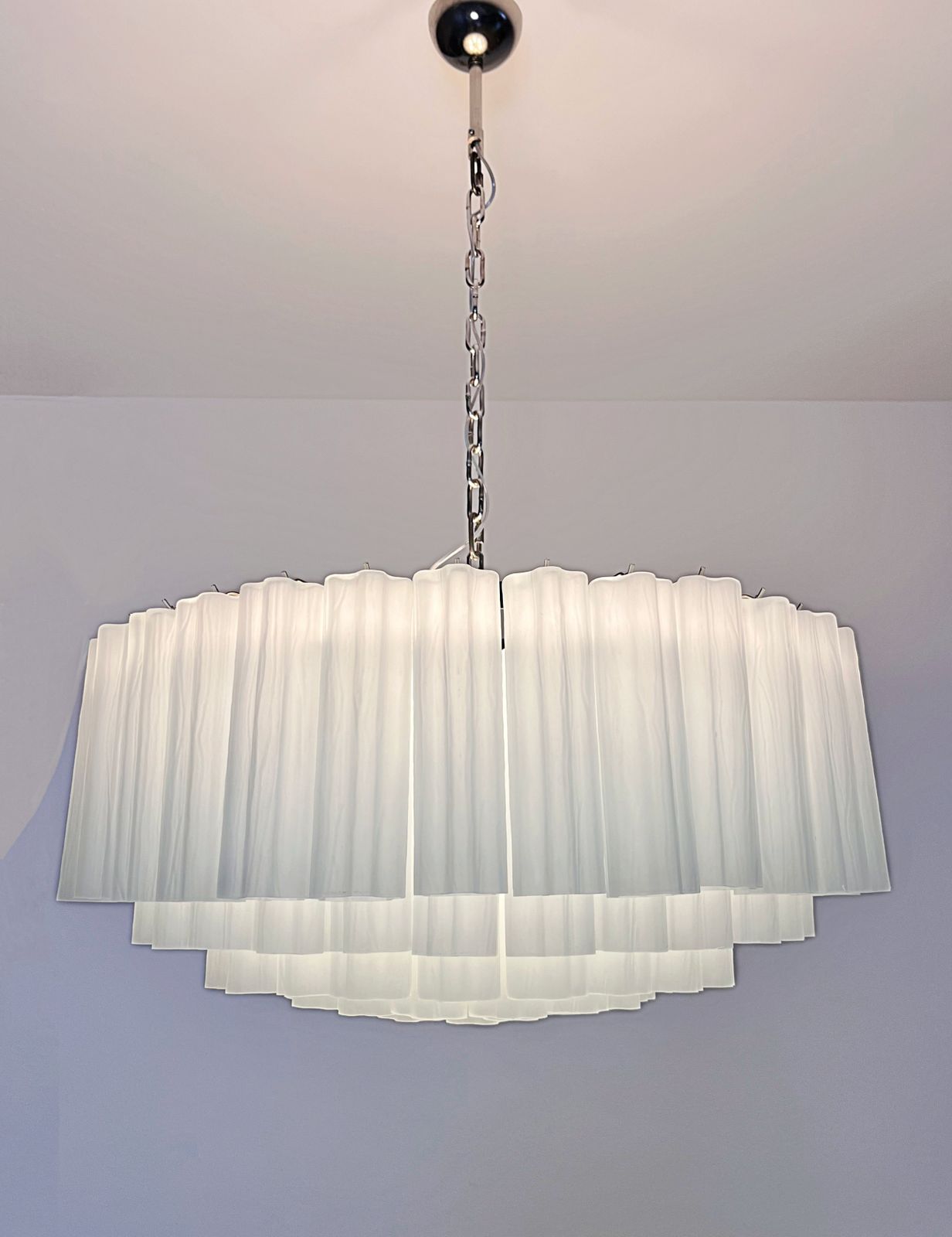 photo vintage Large Murano Glass Chandelier  101 Acid Etched Glass Tubes