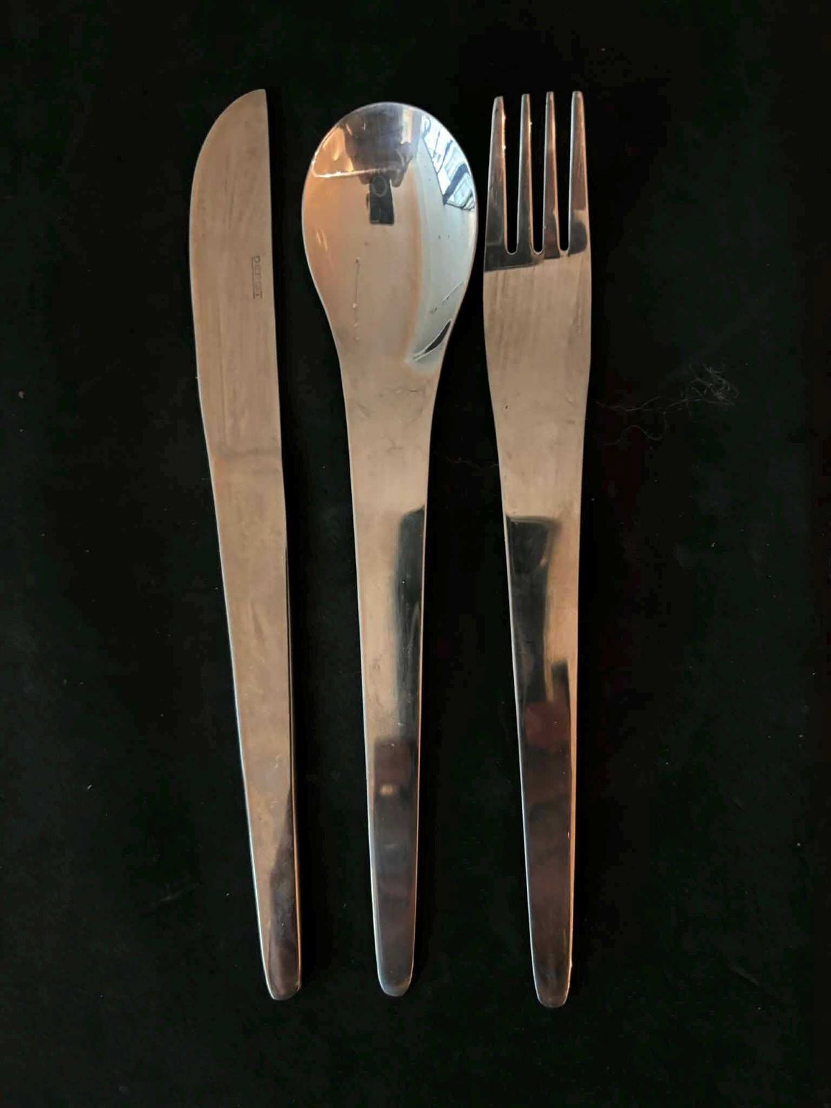 Modernist Set Flatware Design Space Age Stainless Steel Modernist Design French Casual Lunch Gift Post Modern Vintage 6 Settings photo furniture