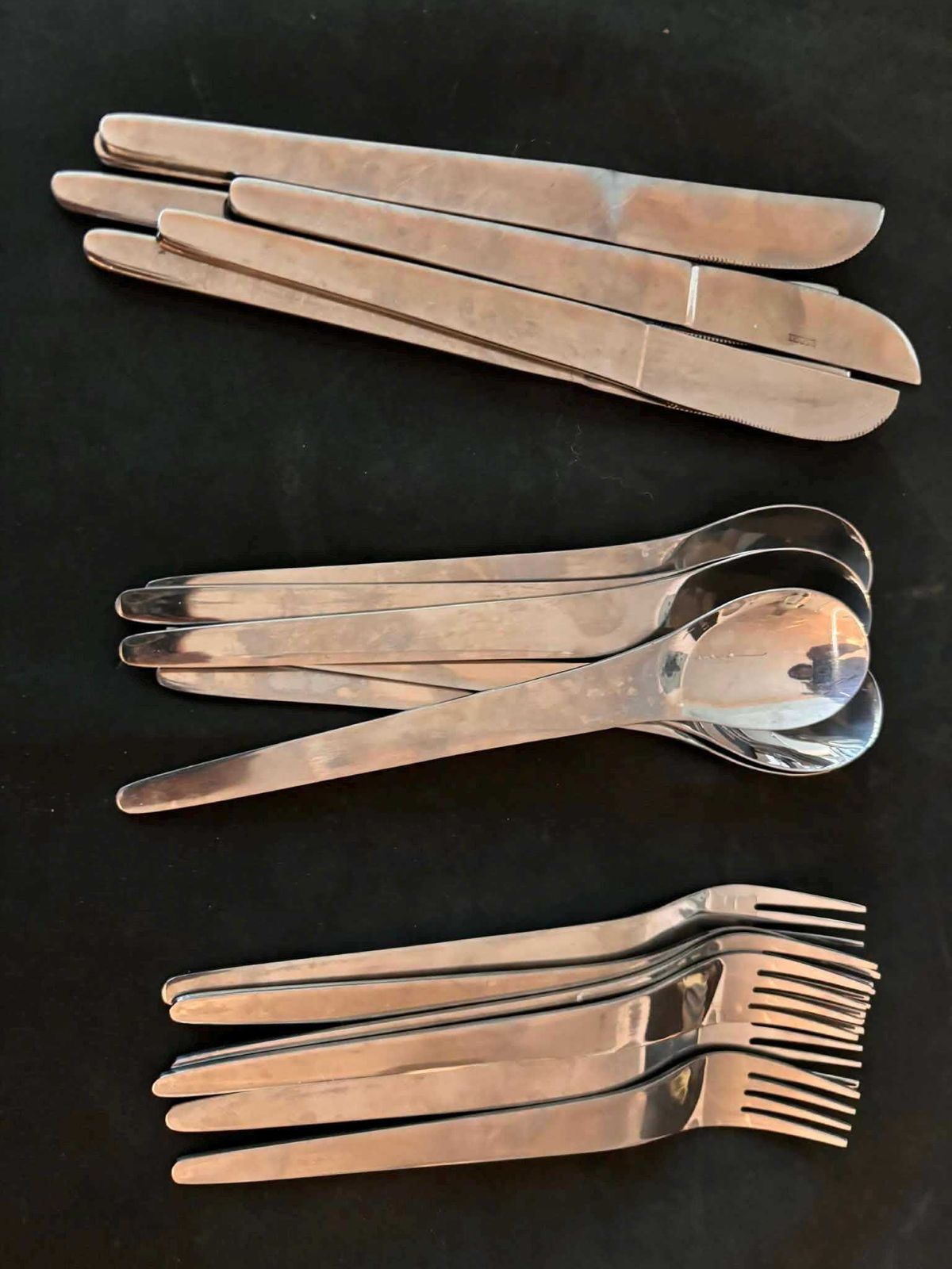 photo for sale Modernist Set Flatware Design Space Age Stainless Steel Modernist Design French Casual Lunch Gift Post Modern Vintage 6 Settings
