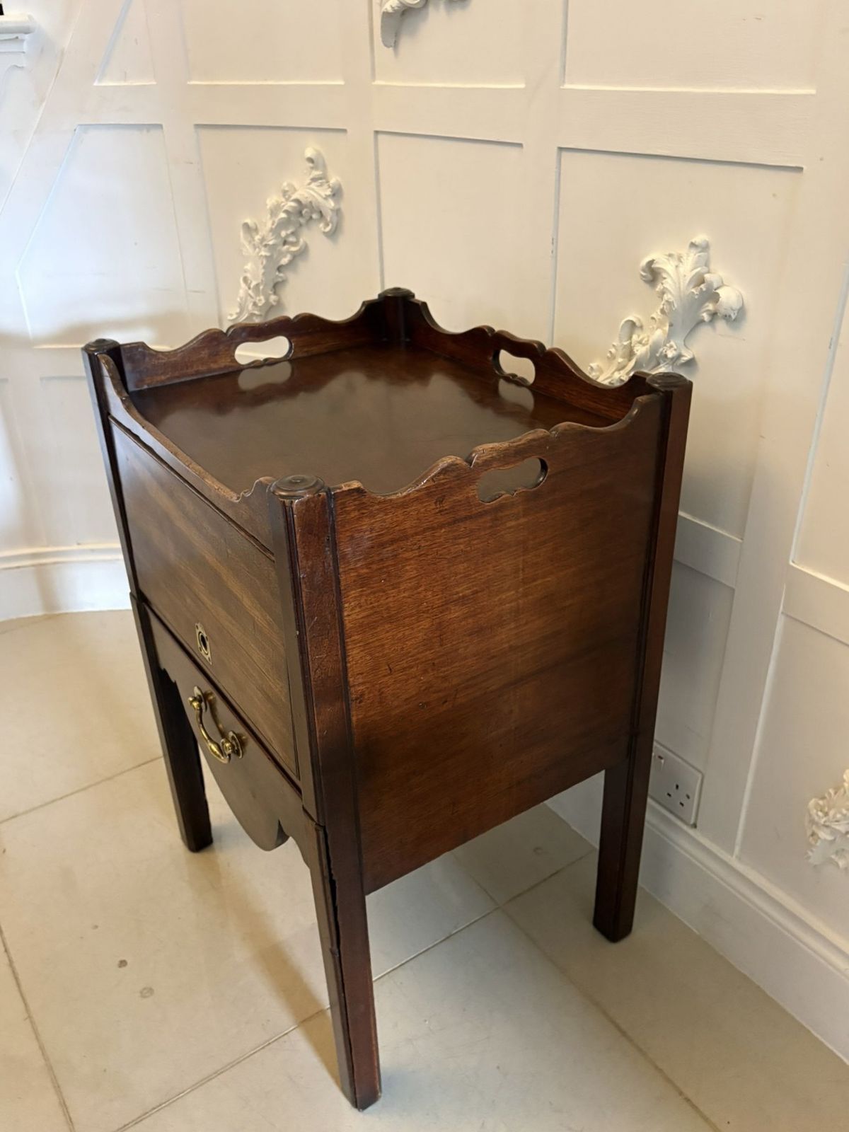 Antique 18th Century Mahogan Bedside Table photo vintage