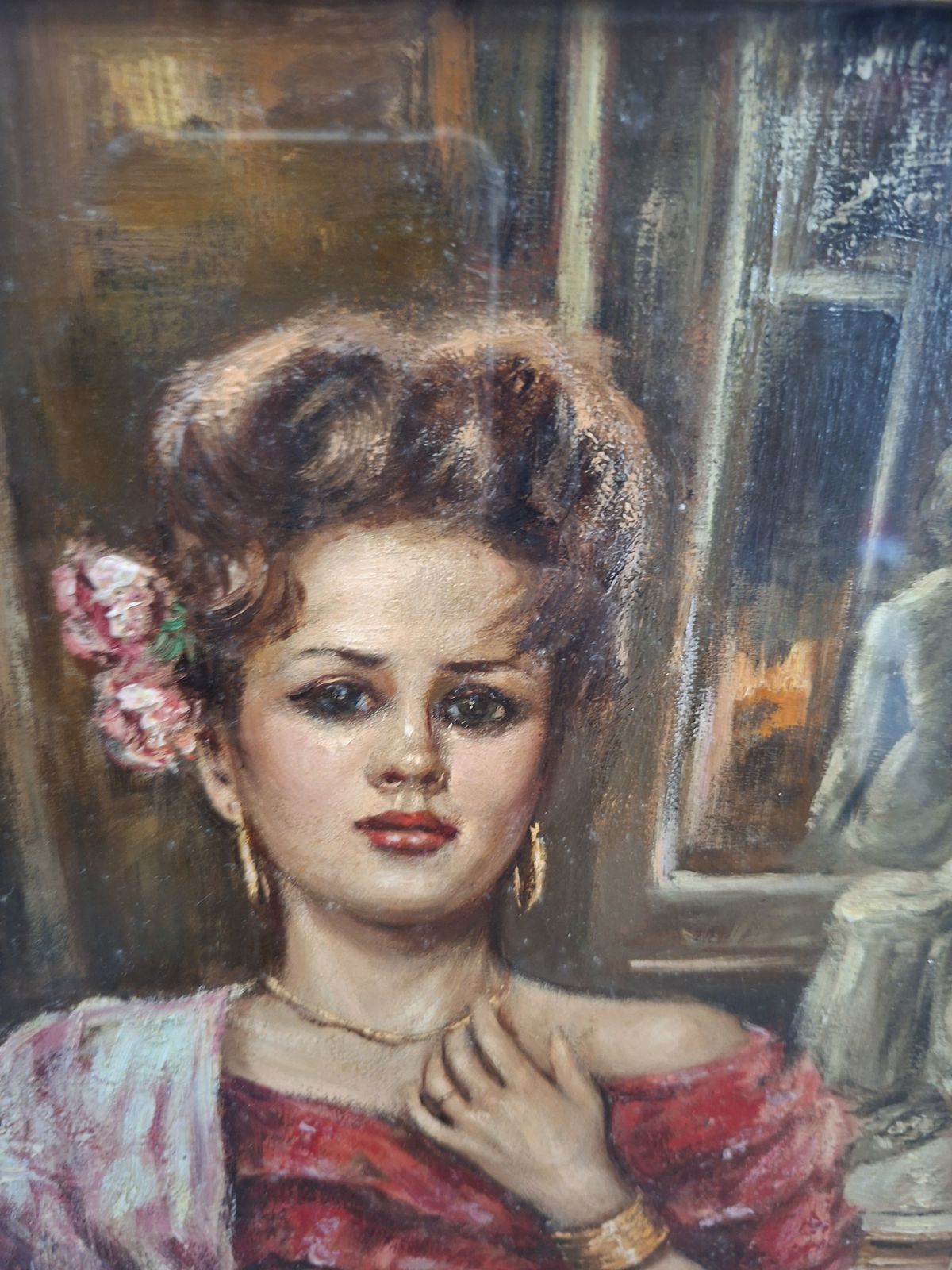 Splendido Dipinto D’autore Franco Rispoli Scuola Napoletana Rittratto Femminile photo for sale