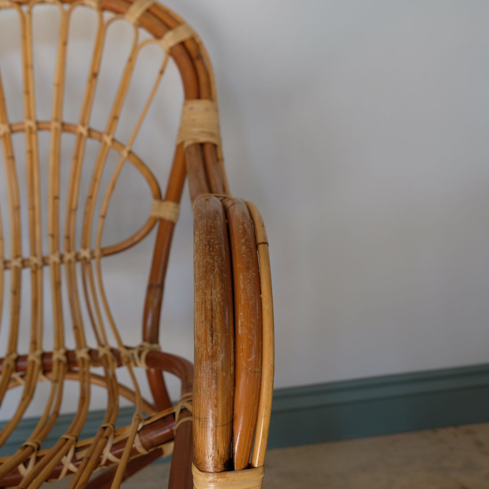 Furniture Mid Century Rattan Armchair, 1960s photo