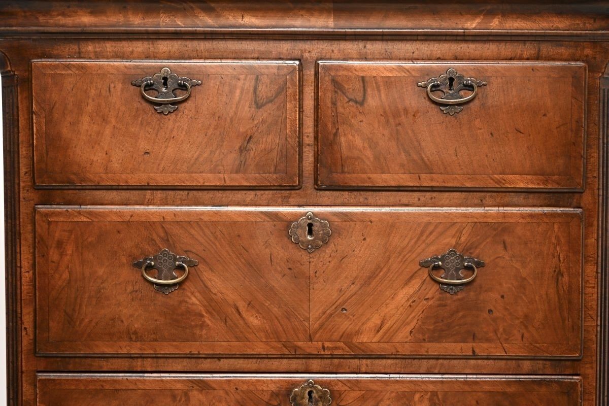 Antique Figured Walnut Chest On Chest Of Drawers photo vintage
