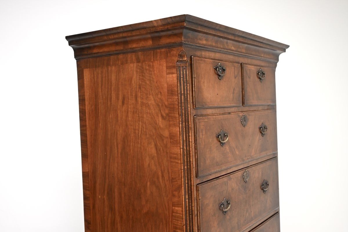 1950.0 Antique Figured Walnut Chest On Chest Of Drawers photo