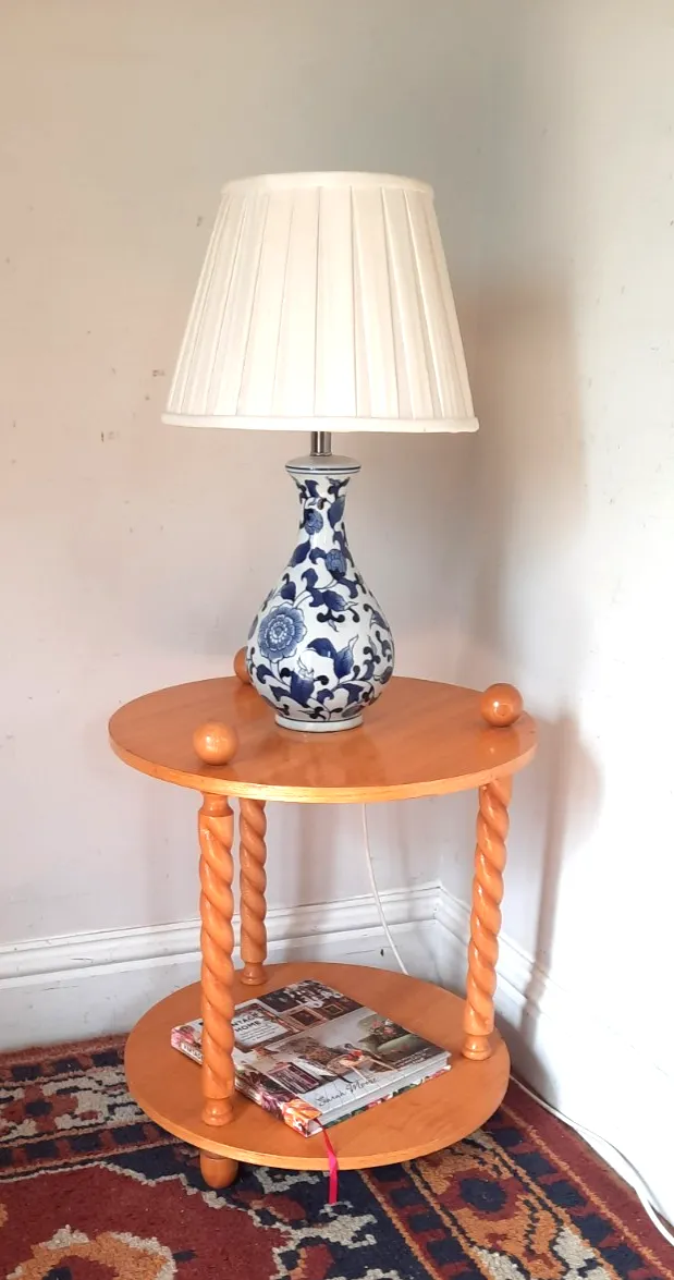 Modern Vintage Round Two Tier Side Table Lamp Table Barleytwist Supports