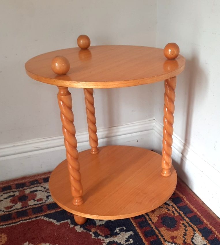 Modern Vintage Round Two Tier Side Table Lamp Table Barleytwist Supports photo furniture