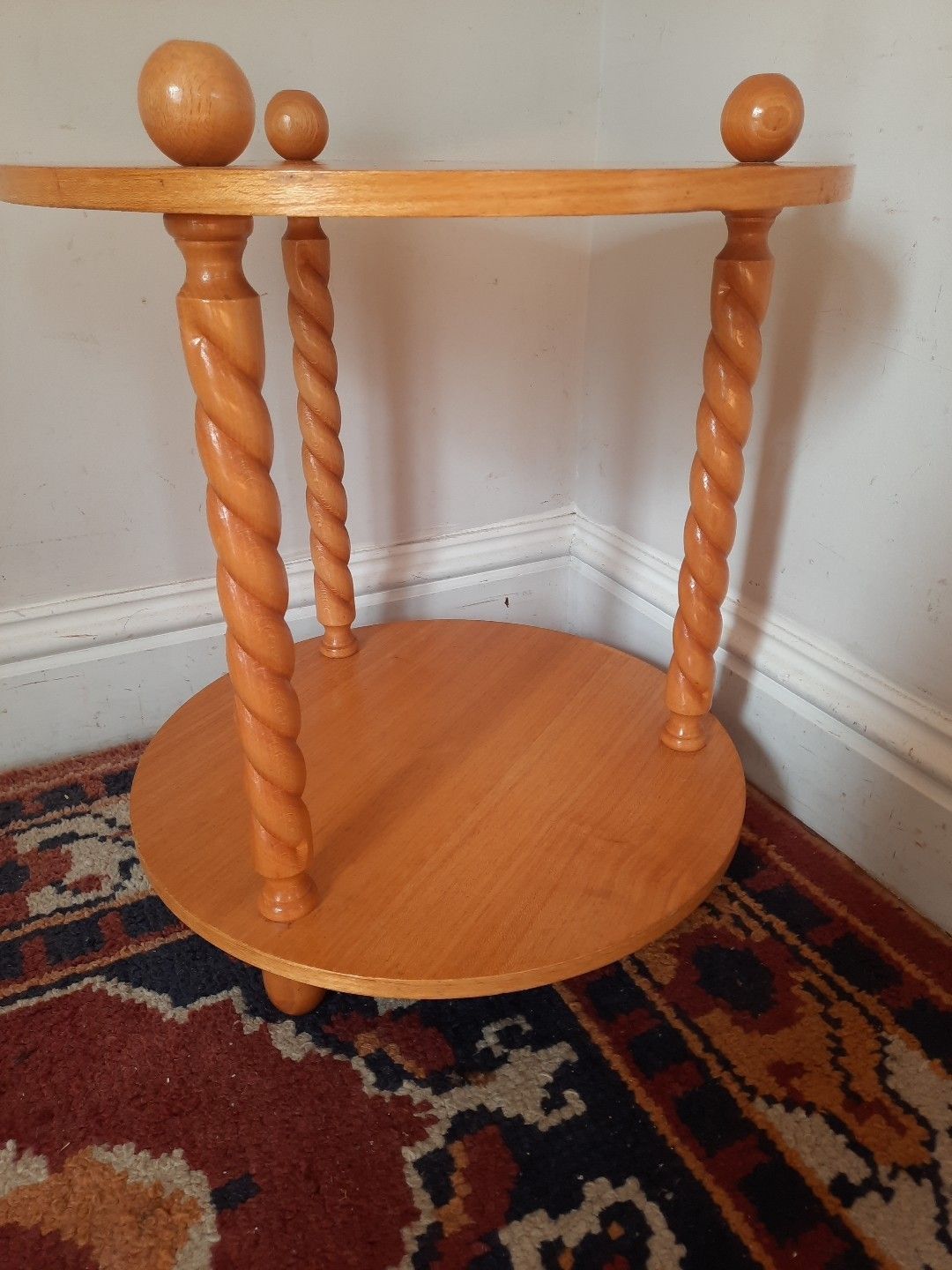Modern Vintage Round Two Tier Side Table Lamp Table Barleytwist Supports photo Furniture