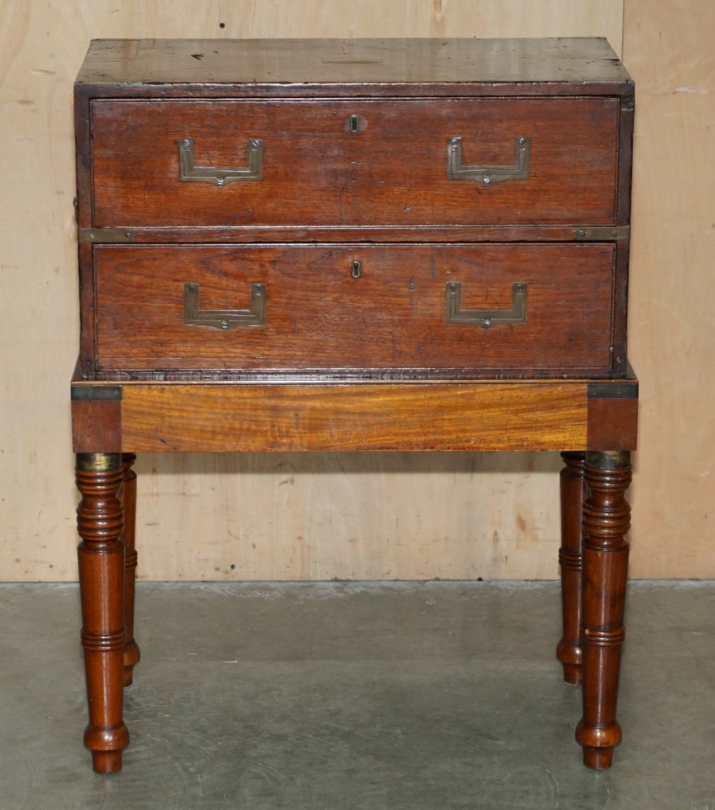 Antique Victorian Thomas Wilson Military Campaign Secretaire Chest Of Drawers photo for sale