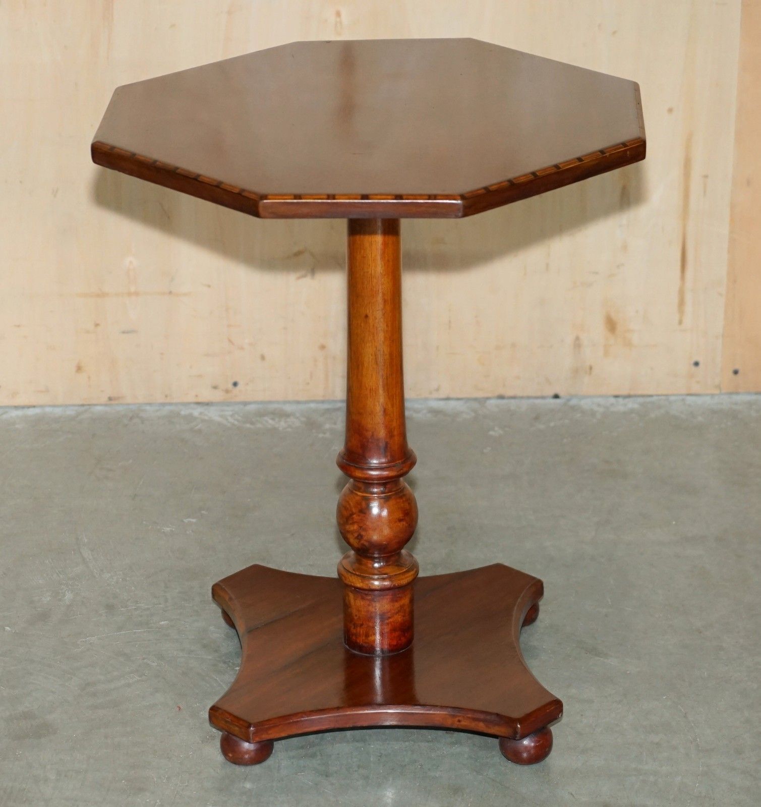 Fully Restored Sublime Antique Circa 1880 Mahogany Inlaid Tripod Side Lamp Table photo furniture