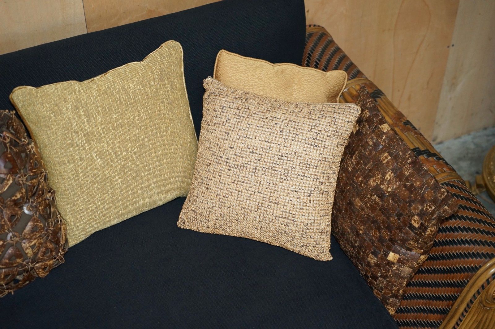 Stunning Vintage 1970's Moroccan Bamboo Framed Sofa With Aztec Style Patterns photo vintage