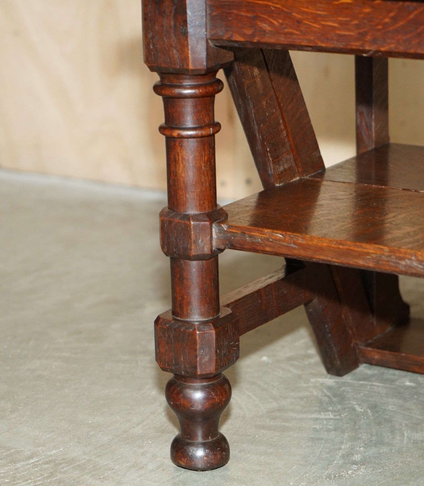 3950.0 Lovely Super Rare Antique 1882 Dated Owl Carved Metamorphic Library Steps Chair photo