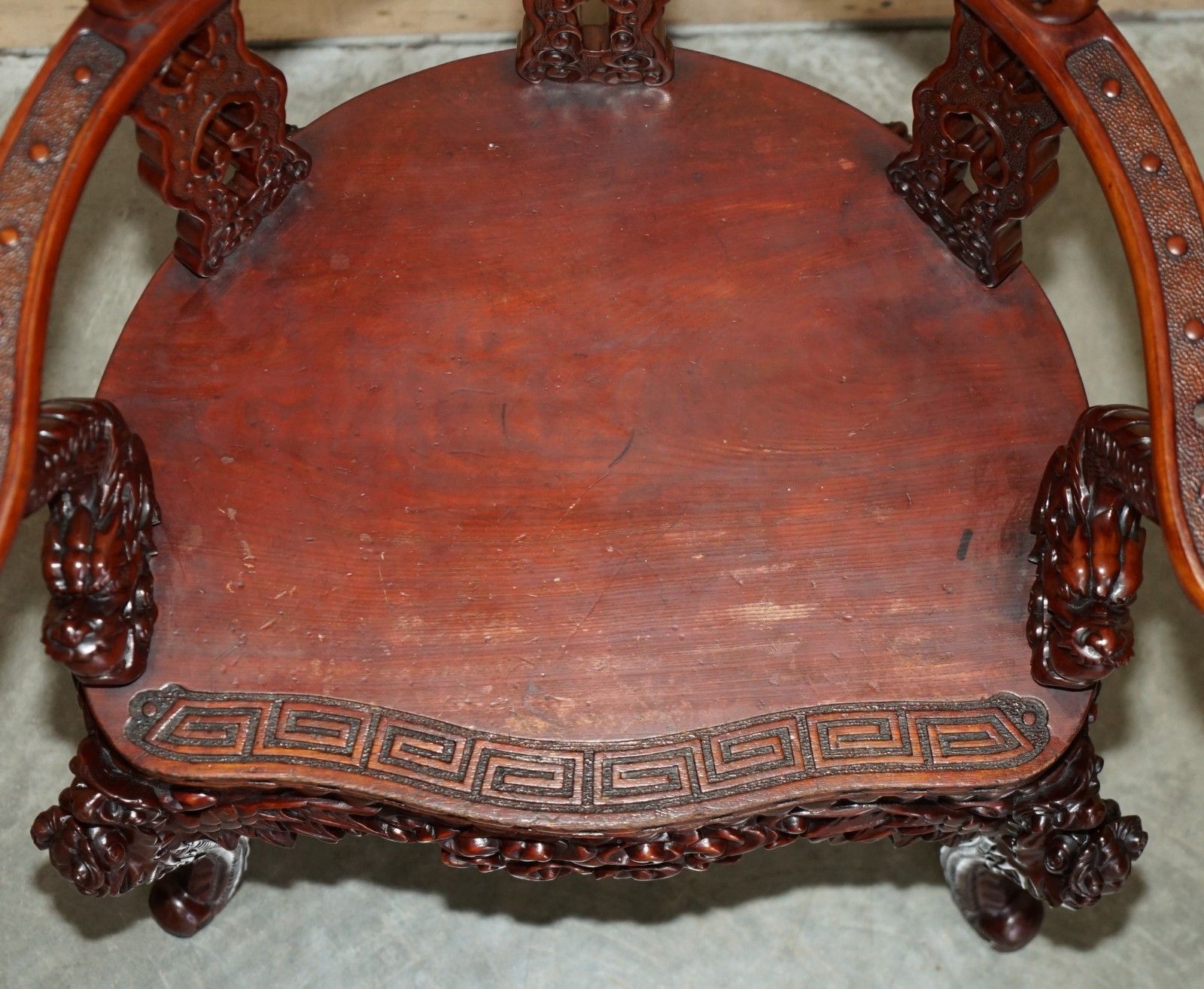 Antique Chinese Dragon Circa 1920's Ornate Deep Red Lacquered Throne Armchair photo buy