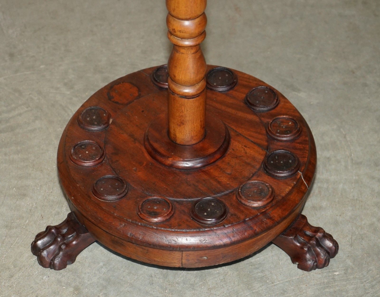 Fine Antique 1880 Mahogany Snooker Cue Stand With Lions Hairy Paw Carved Feet photo for sale